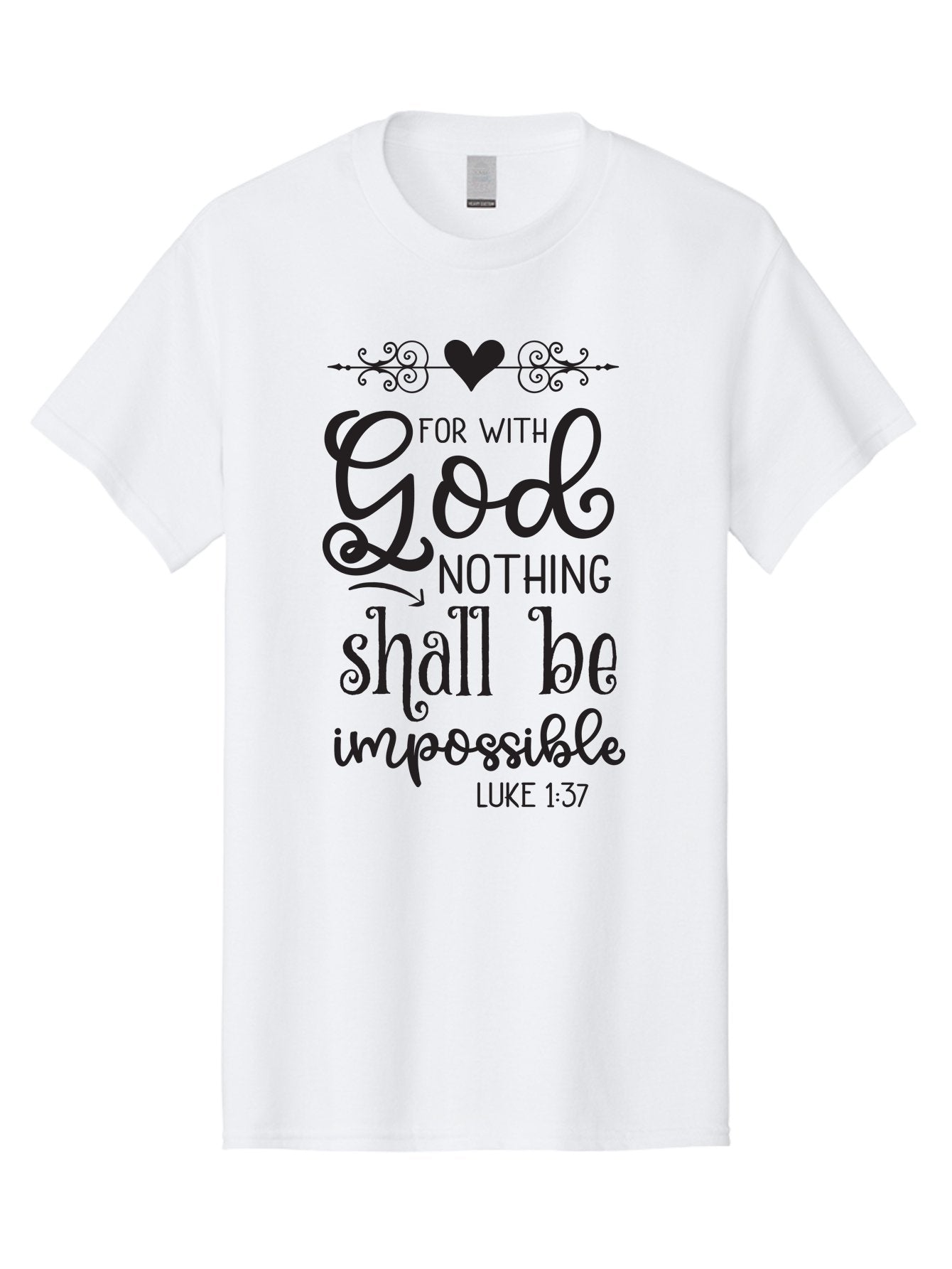 For-With-God-Nothing-Shall-Be-Impossible Men'S Graphic Tee, 100% Cotton, Comfortable Casual Summer Wear, Machine Washable, Inspirational Quote, Motivational Quote, Faith-Based Quote, Biblical Verse, Christian Quote, Luke 1:37, God Is Great, Aac744 8