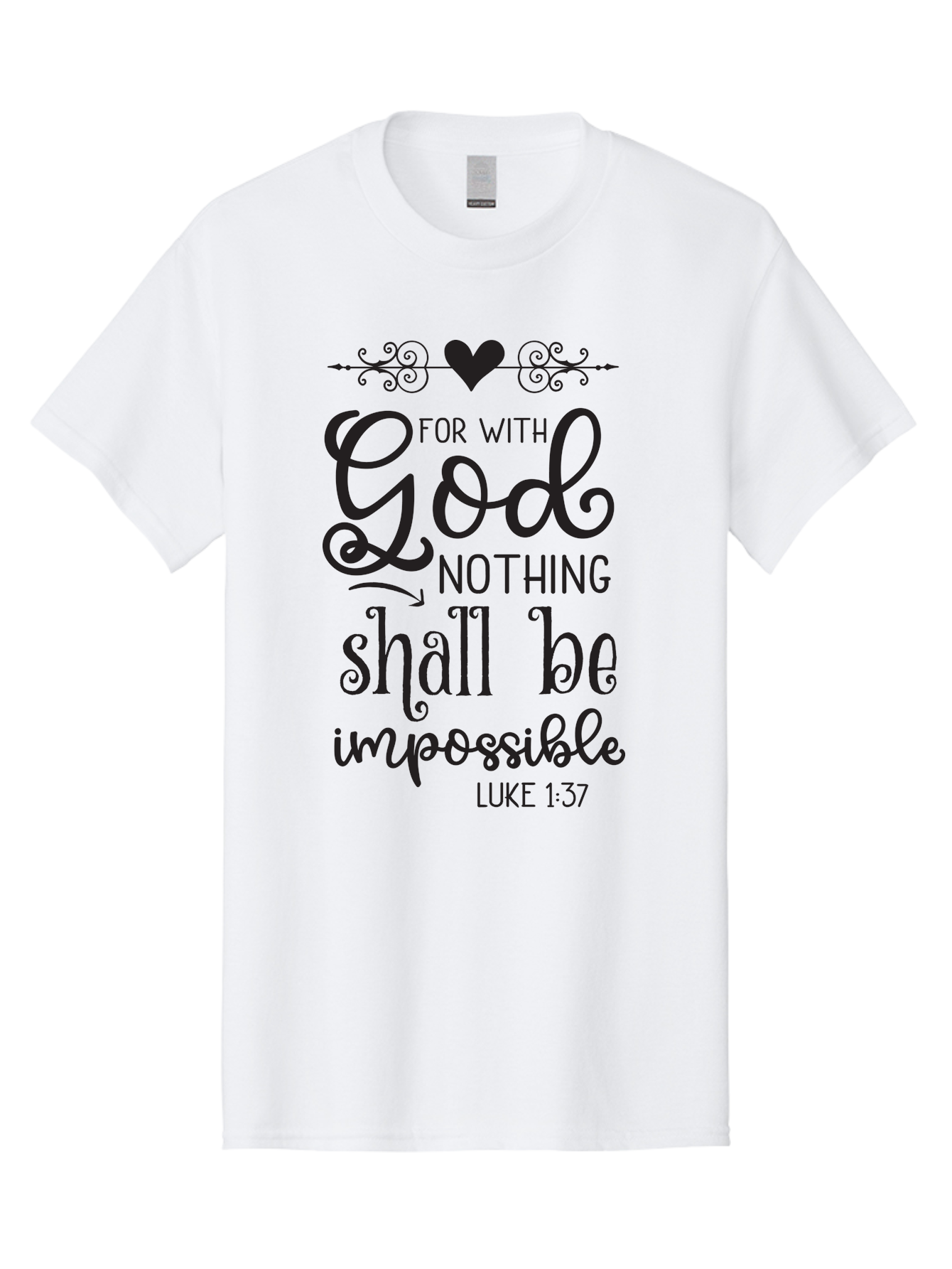 For-With-God-Nothing-Shall-Be-Impossible Men'S Graphic Tee, 100% Cotton, Comfortable Casual Summer Wear, Machine Washable, Inspirational Quote, Motivational Quote, Faith-Based Quote, Biblical Verse, Christian Quote, Luke 1:37, God Is Great, Aac744 11