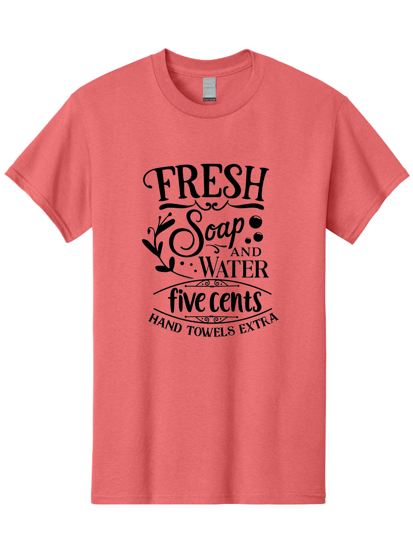 Fresh-Soap-And-Water Men'S Graphic Tee, 100% Cotton, Comfortable Casual Summer Wear, Machine Washable, Vintage Bathroom Decor, Soap And Water, Five Cents, Hand Towels Extra, Retro Style, Black And Green Color Scheme, Decorative Typography, Aac747 9