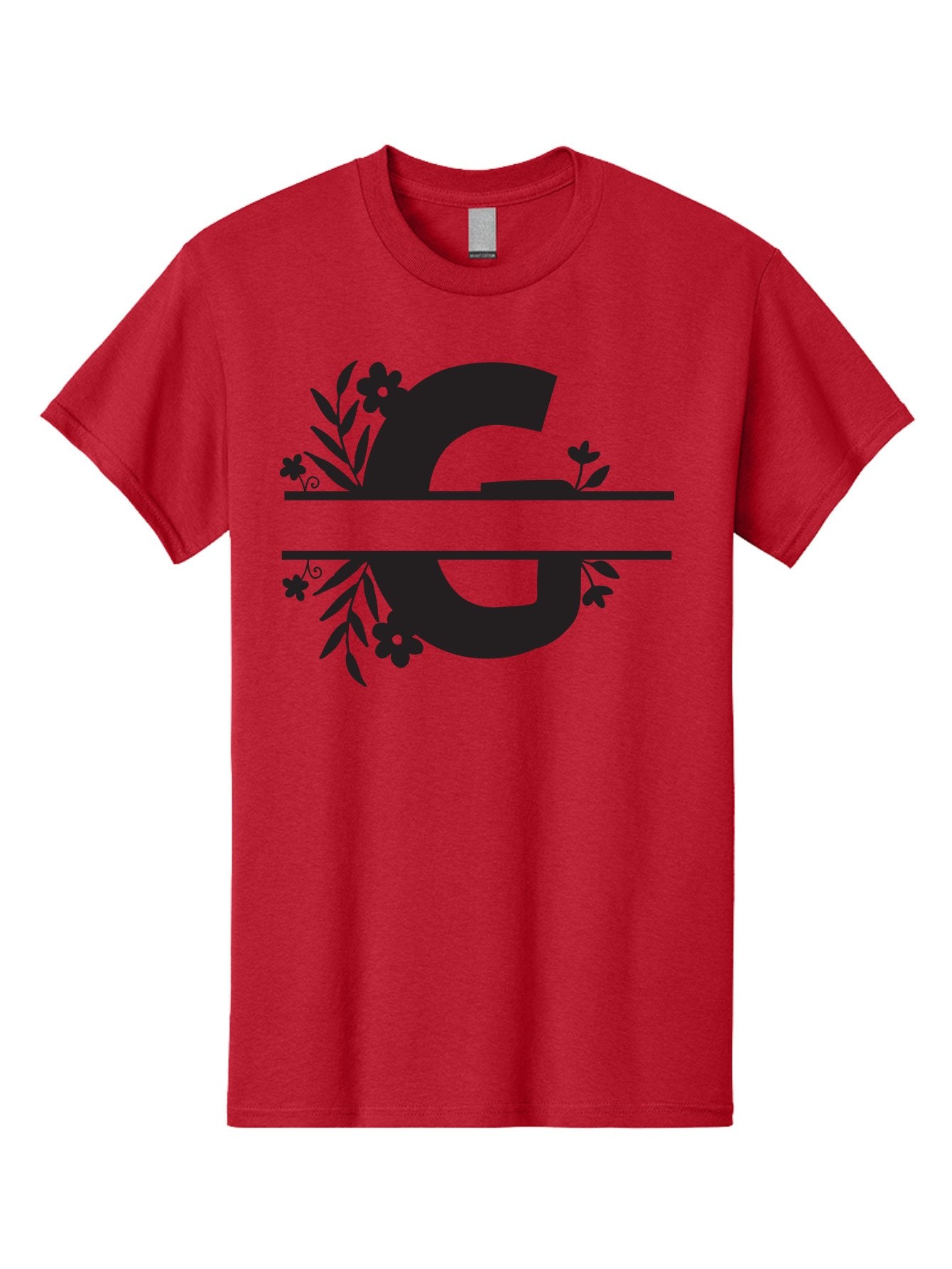 G-1 Men'S Graphic Tee, 100% Cotton, Comfortable Casual Summer Wear, Machine Washable, Stylish Letter G, Floral Decorations, Elegant Design, Black And Green Color Scheme, Leafy Patterns, Beautiful Typography, Decorative Elements, Leaf Vines, Aac748 10