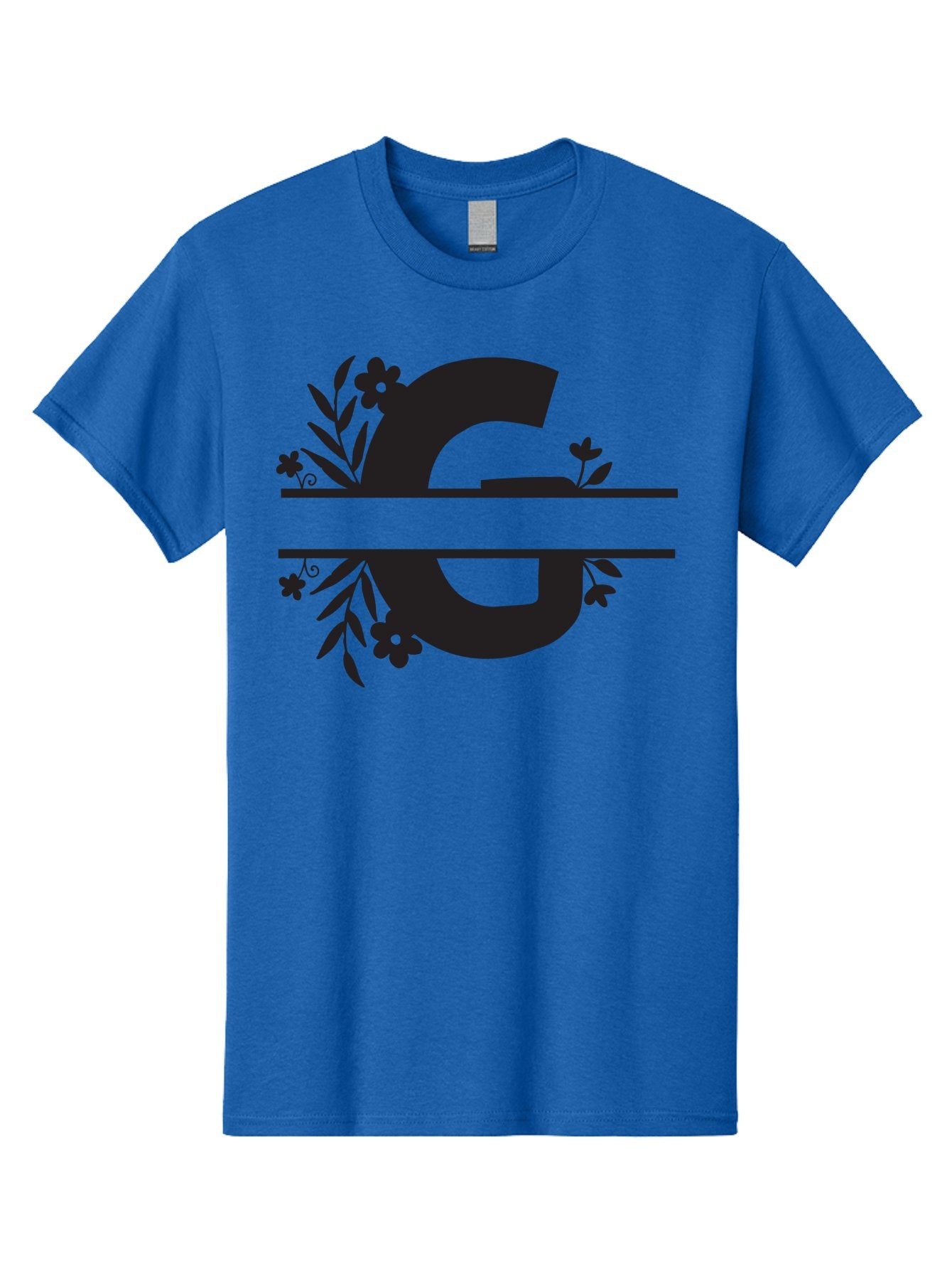 G-1 Men'S Graphic Tee, 100% Cotton, Comfortable Casual Summer Wear, Machine Washable, Stylish Letter G, Floral Decorations, Elegant Design, Black And Green Color Scheme, Leafy Patterns, Beautiful Typography, Decorative Elements, Leaf Vines, Aac748 4