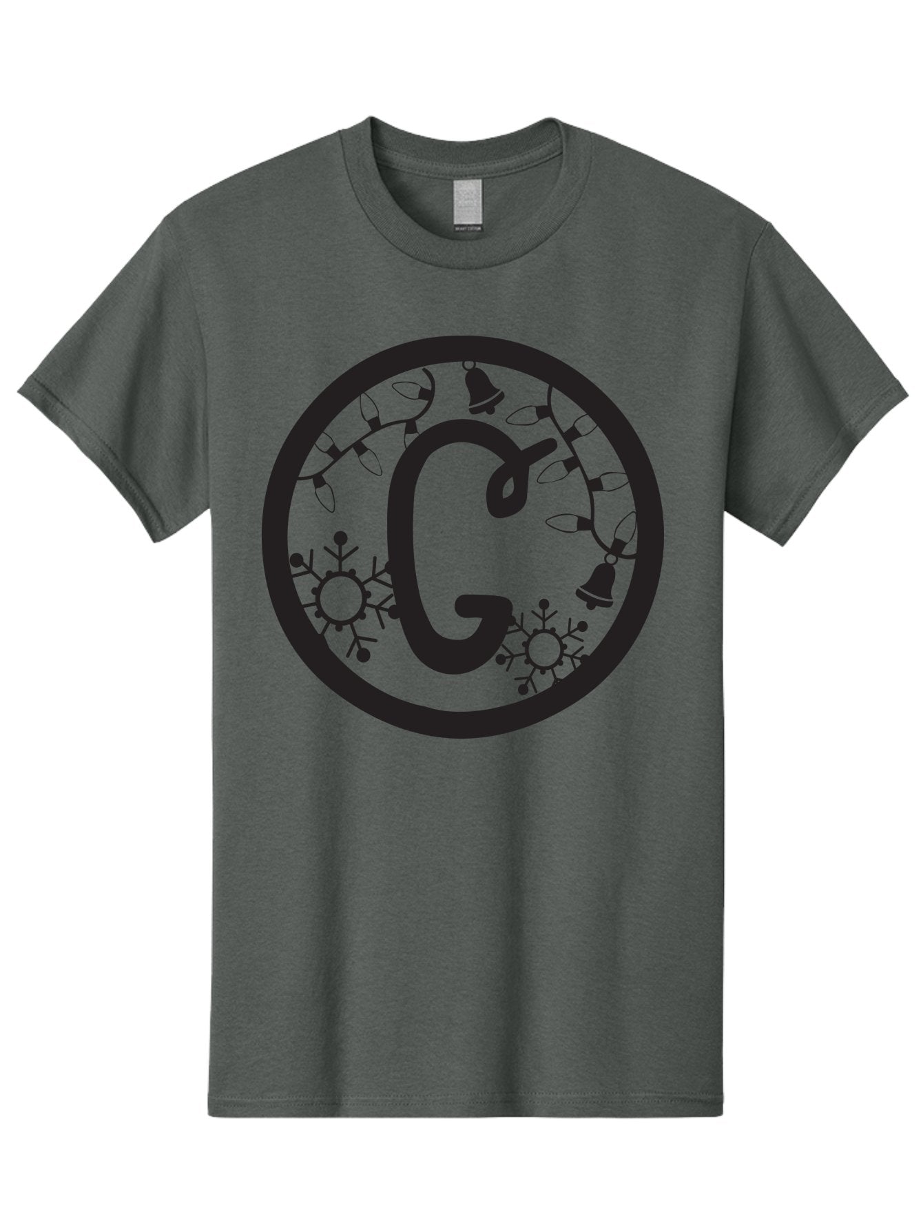 G Men'S Graphic Tee, 100% Cotton, Comfortable Casual Summer Wear, Machine Washable, Christmas Lights, Holiday Decorations, Festive Atmosphere, G Symbol, Christmas Bells, Snowflakes, Winter Wonderland, Season'S Greetings Aac749