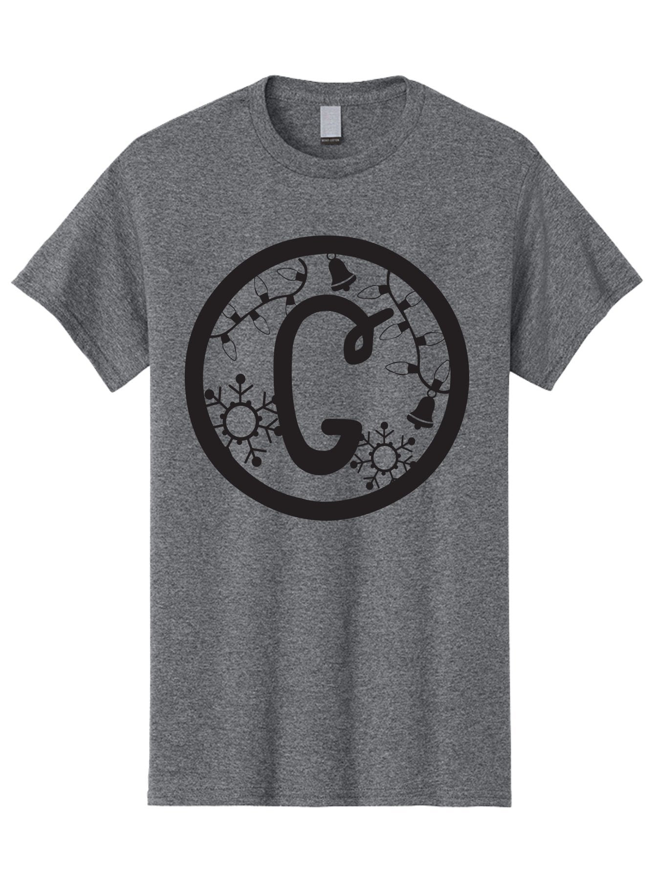 G Men'S Graphic Tee, 100% Cotton, Comfortable Casual Summer Wear, Machine Washable, Christmas Lights, Holiday Decorations, Festive Atmosphere, G Symbol, Christmas Bells, Snowflakes, Winter Wonderland, Season'S Greetings Aac749 9