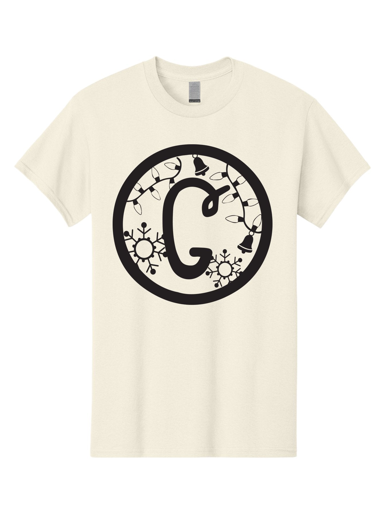 G Men'S Graphic Tee, 100% Cotton, Comfortable Casual Summer Wear, Machine Washable, Christmas Lights, Holiday Decorations, Festive Atmosphere, G Symbol, Christmas Bells, Snowflakes, Winter Wonderland, Season'S Greetings Aac749 3