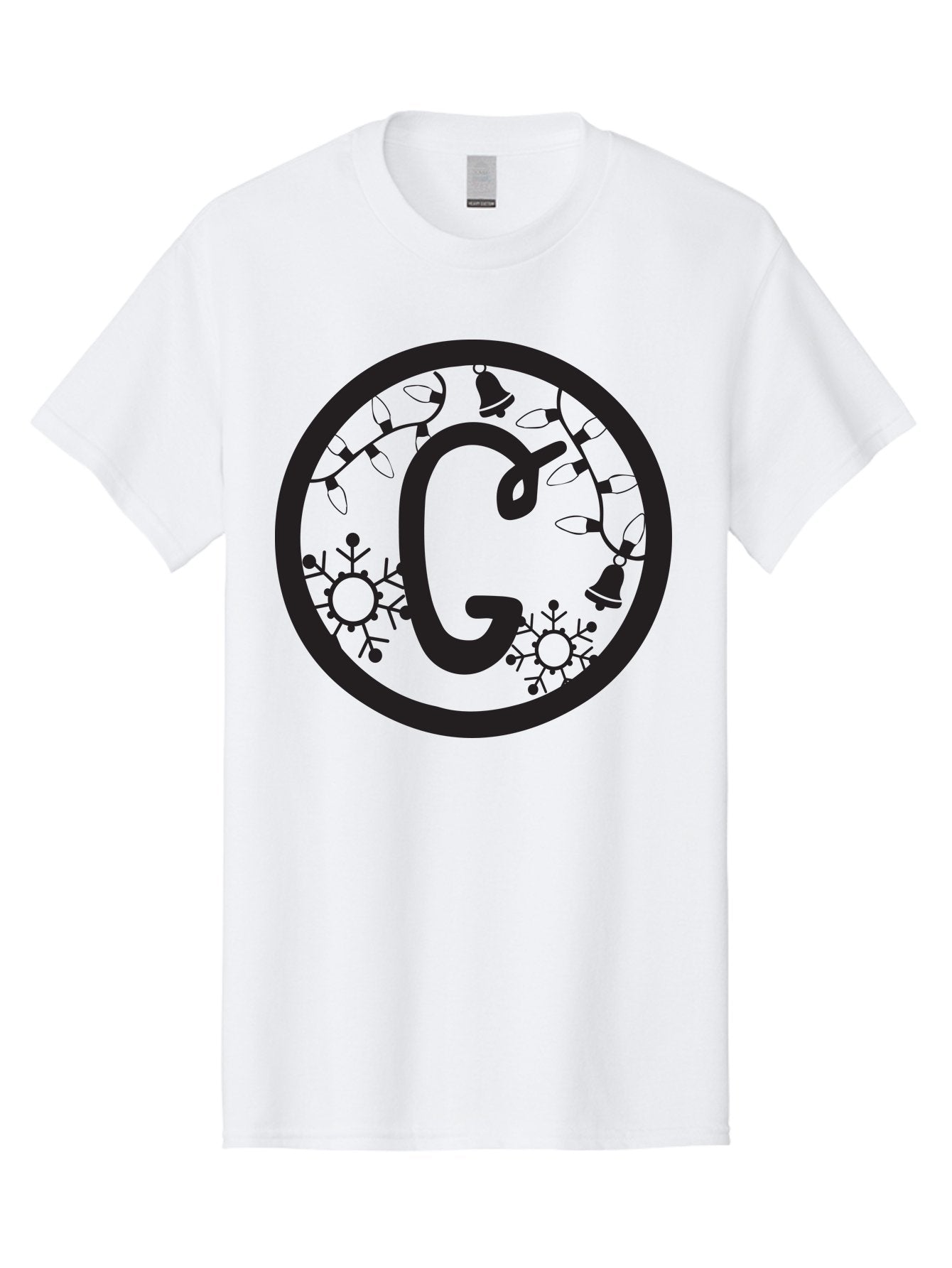 G Men'S Graphic Tee, 100% Cotton, Comfortable Casual Summer Wear, Machine Washable, Christmas Lights, Holiday Decorations, Festive Atmosphere, G Symbol, Christmas Bells, Snowflakes, Winter Wonderland, Season'S Greetings Aac749 15