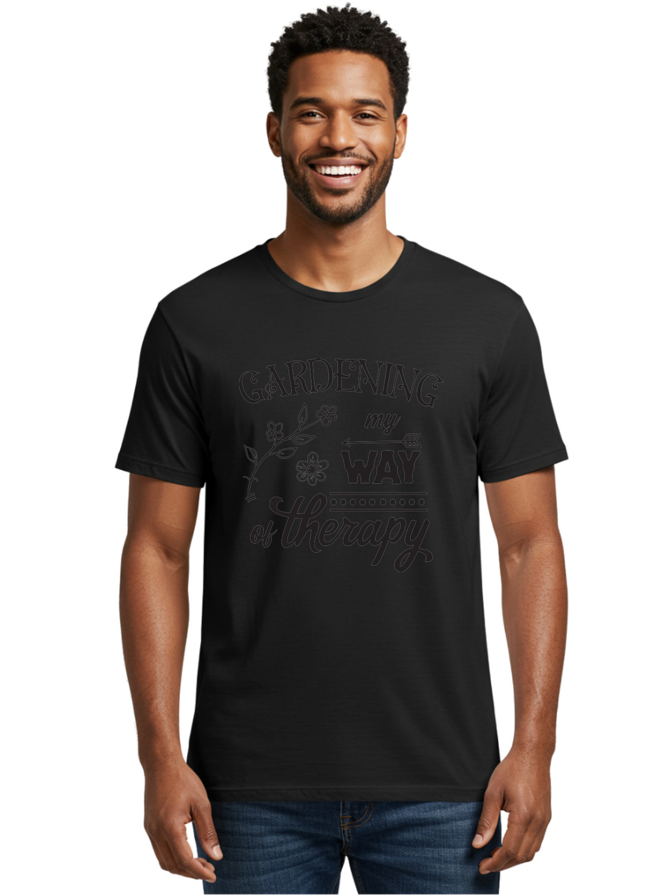 Gardening-My-Way-Of-Therapy Men'S Graphic Tee, 100% Cotton, Comfortable Casual Summer Wear, Machine Washable, Gardening Therapy, Mental Wellness, Self Care, Relaxation, Gardening Quotes, Inspirational Quotes, Floral Designs, Nature Lovers Aac750 24