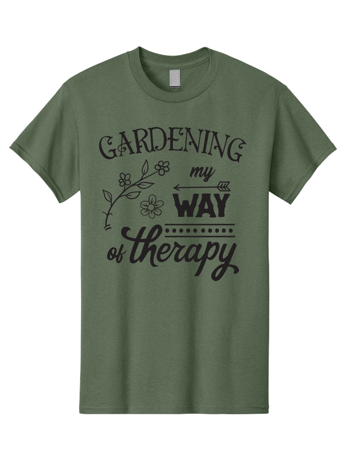 Gardening-My-Way-Of-Therapy Men'S Graphic Tee, 100% Cotton, Comfortable Casual Summer Wear, Machine Washable, Gardening Therapy, Mental Wellness, Self Care, Relaxation, Gardening Quotes, Inspirational Quotes, Floral Designs, Nature Lovers Aac750