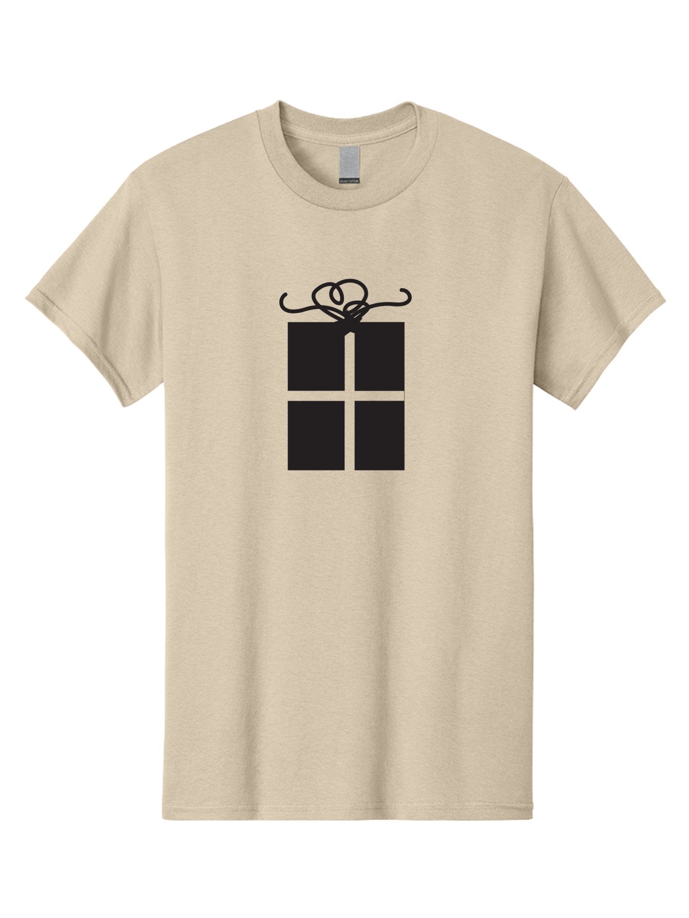 Gift-Box-1 Men'S Graphic Tee, 100% Cotton, Comfortable Casual Summer Wear, Machine Washable, Wrapped Gift, Gift Box, Present, Ribbon, Bow, Simple Design, Minimalist Style, Black And Green, Elegant Gift, Special Occasion, Celebratory Gift Aac752