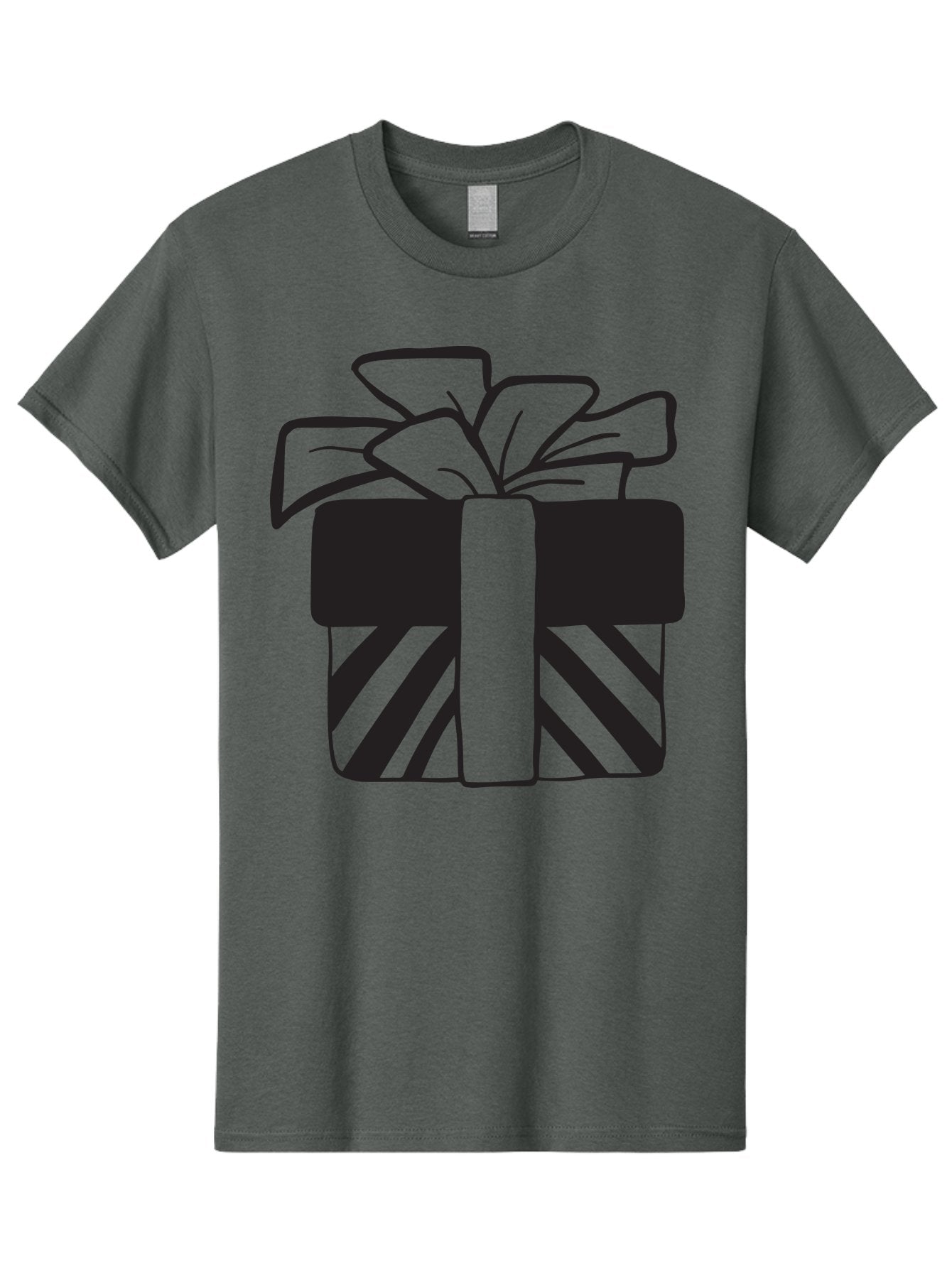 Gift-Box Men'S Graphic Tee, 100% Cotton, Comfortable Casual Summer Wear, Machine Washable, Wrapped Gift, Striped Box, Ribbon Bow, Present, Gift Giving, Holiday Present, Wrapped Present Aac753