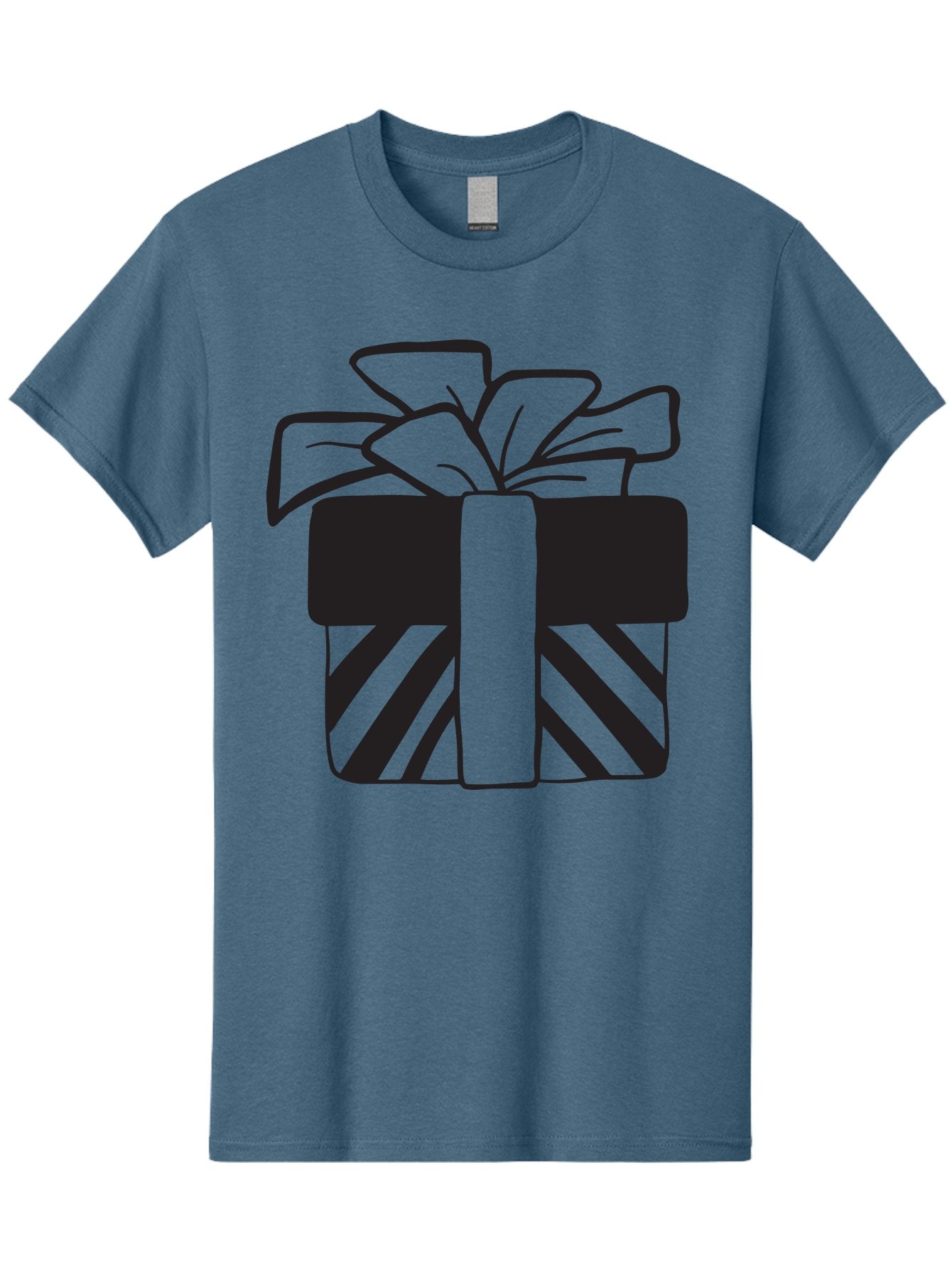 Gift-Box Men'S Graphic Tee, 100% Cotton, Comfortable Casual Summer Wear, Machine Washable, Wrapped Gift, Striped Box, Ribbon Bow, Present, Gift Giving, Holiday Present, Wrapped Present Aac753 3