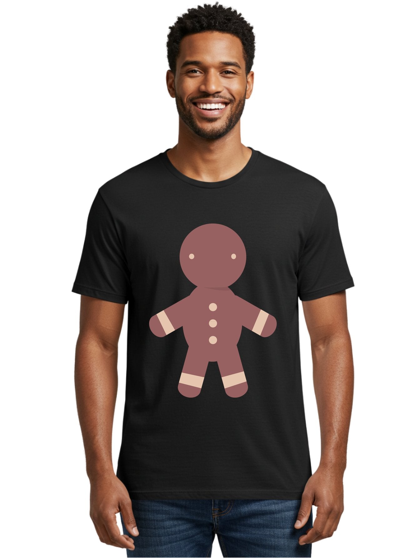 Gingerbread-Man Men'S Graphic Tee, 100% Cotton, Comfortable Casual Summer Wear, Machine Washable, Gingerbread Man, Holiday Treat, Sweet Cookie, Festive Dessert, Cartoon Character, Cute Illustration, Digital Art, Gingerbread Cookie, Aac756 21