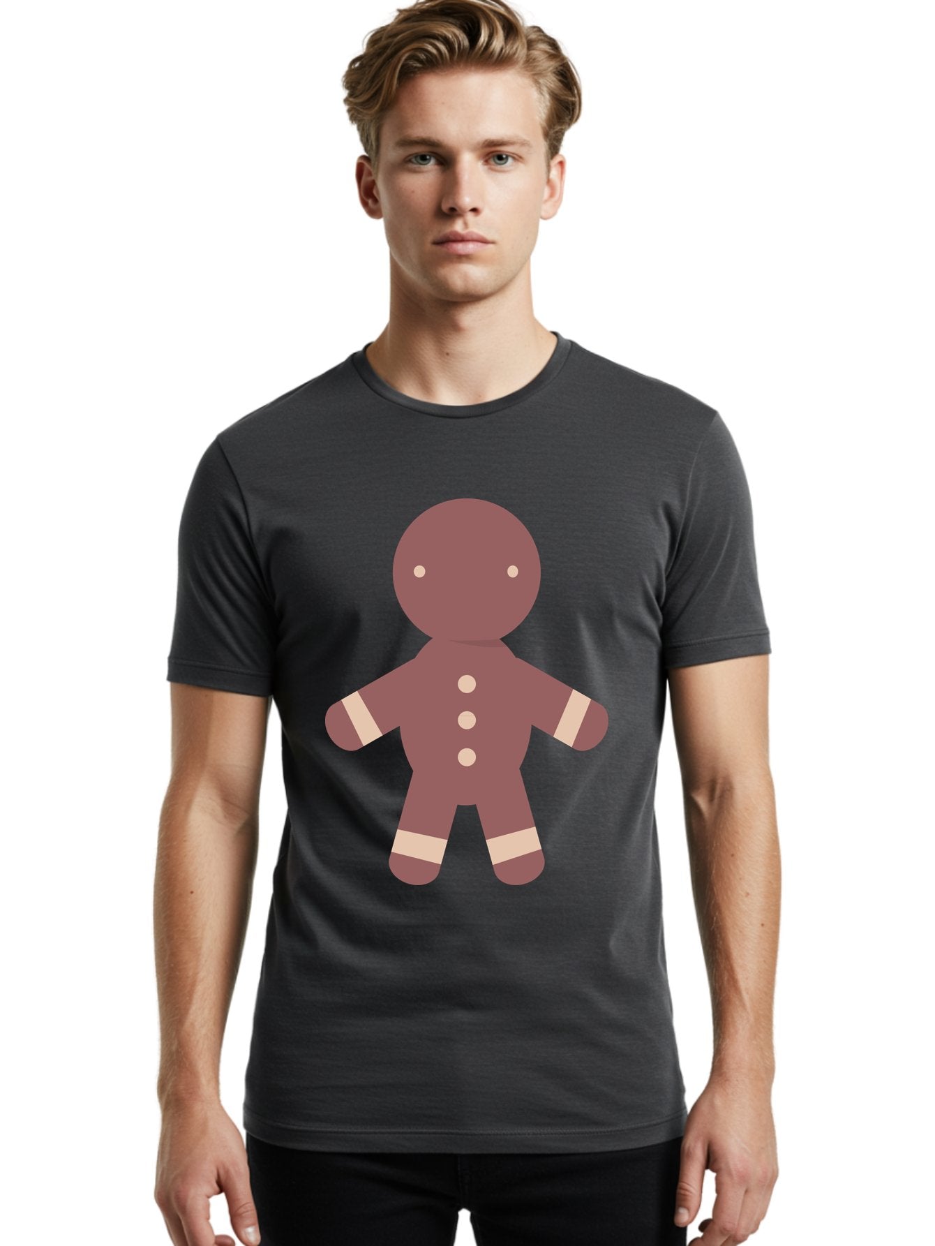 Gingerbread-Man Men'S Graphic Tee, 100% Cotton, Comfortable Casual Summer Wear, Machine Washable, Gingerbread Man, Holiday Treat, Sweet Cookie, Festive Dessert, Cartoon Character, Cute Illustration, Digital Art, Gingerbread Cookie, Aac756 17