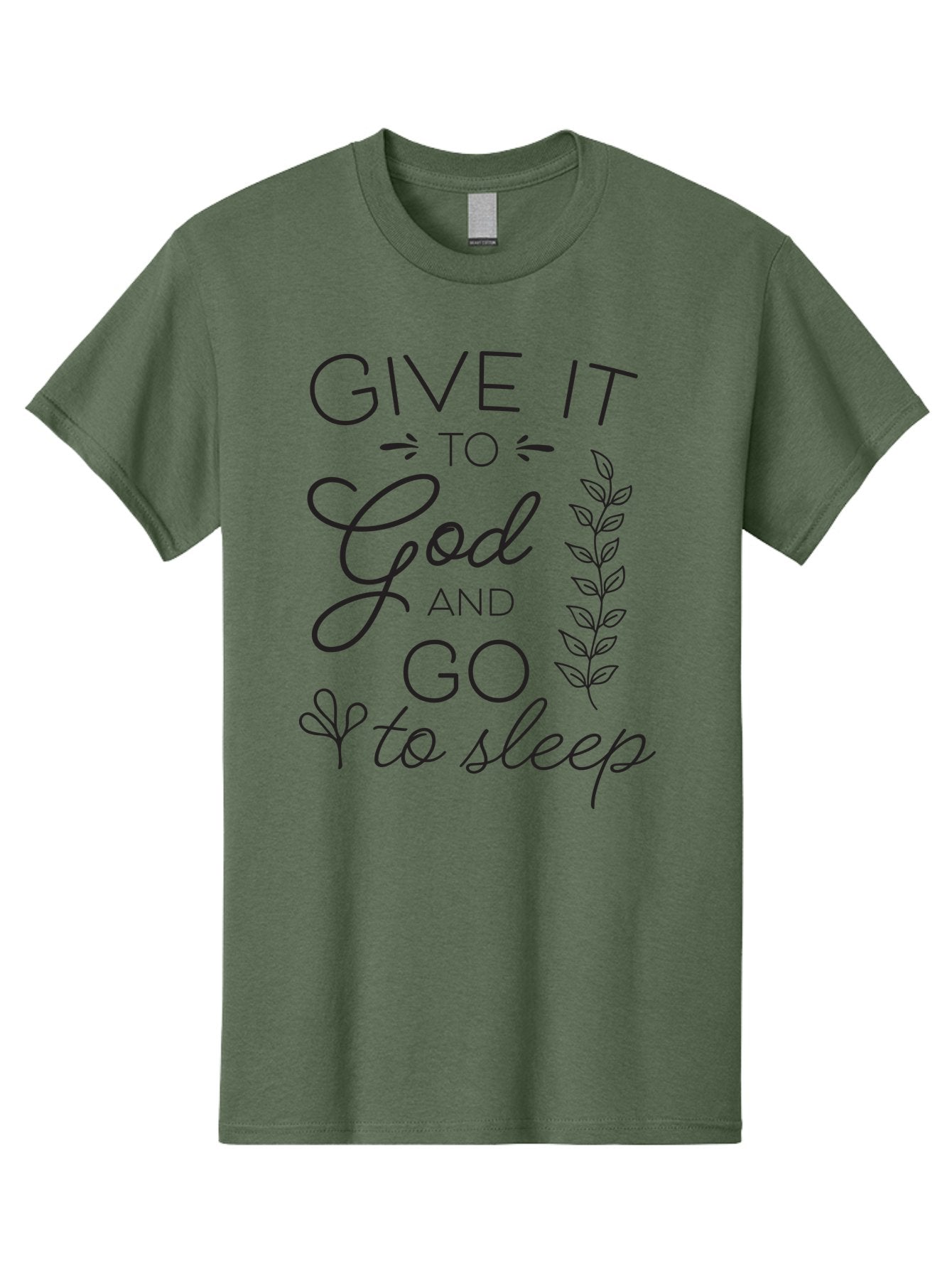 Give-It-To-God-And-Go-To-Sleep Men'S Graphic Tee, 100% Cotton, Comfortable Casual Summer Wear, Machine Washable, Inspiring Quote, Motivational Phrase, Faith-Based Message, Relaxation Techniques, Stress Relief, Inspirational Words, Aac757 9