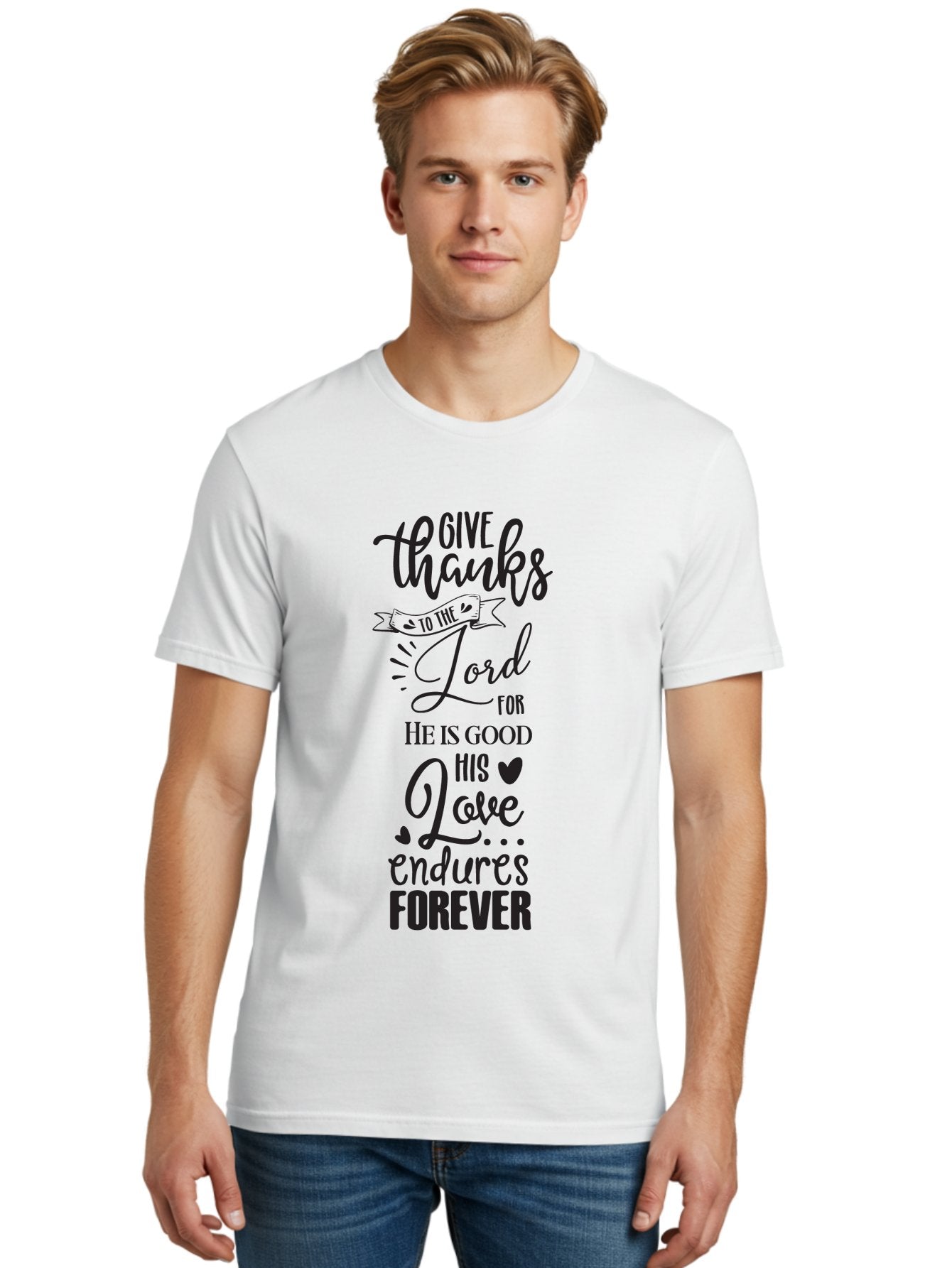 Give-Thanks-To-The-Lord Men'S Graphic Tee, 100% Cotton, Comfortable Casual Summer Wear, Machine Washable, Give Thanks To The Lord, Inspirational Quote, Bible Verse, Motivational Phrase, Gratitude, Faith, Spirituality, Christian Values, Aac758 27