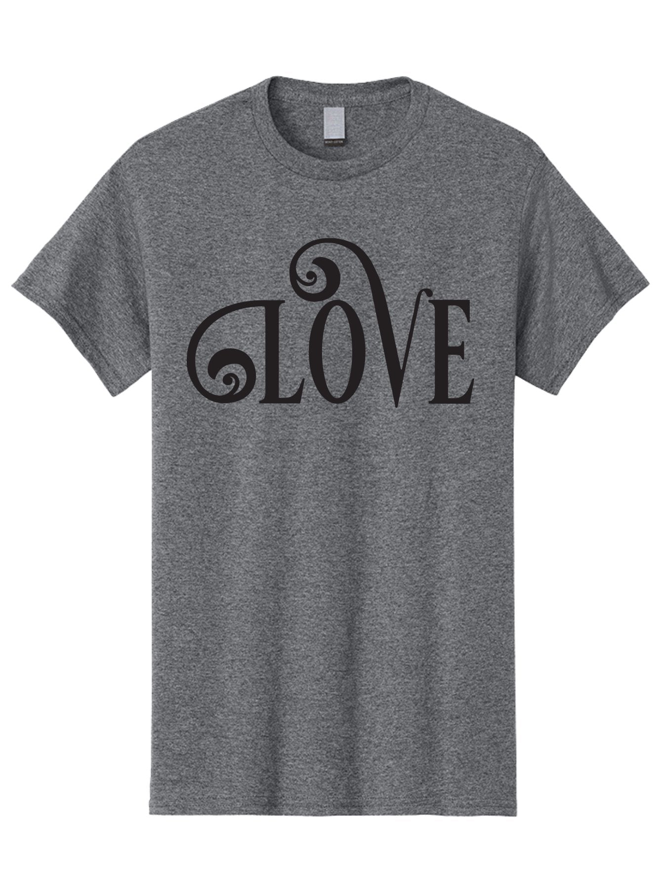 Glove Men'S Graphic Tee, 100% Cotton, Comfortable Casual Summer Wear, Machine Washable, Love Typography, Decorative Lettering, Swirly Design, Black Text, Elegant Font, Whimsical Style, Romantic Message, Stylish Graphics, Heartwarming Phrase Aac759 5