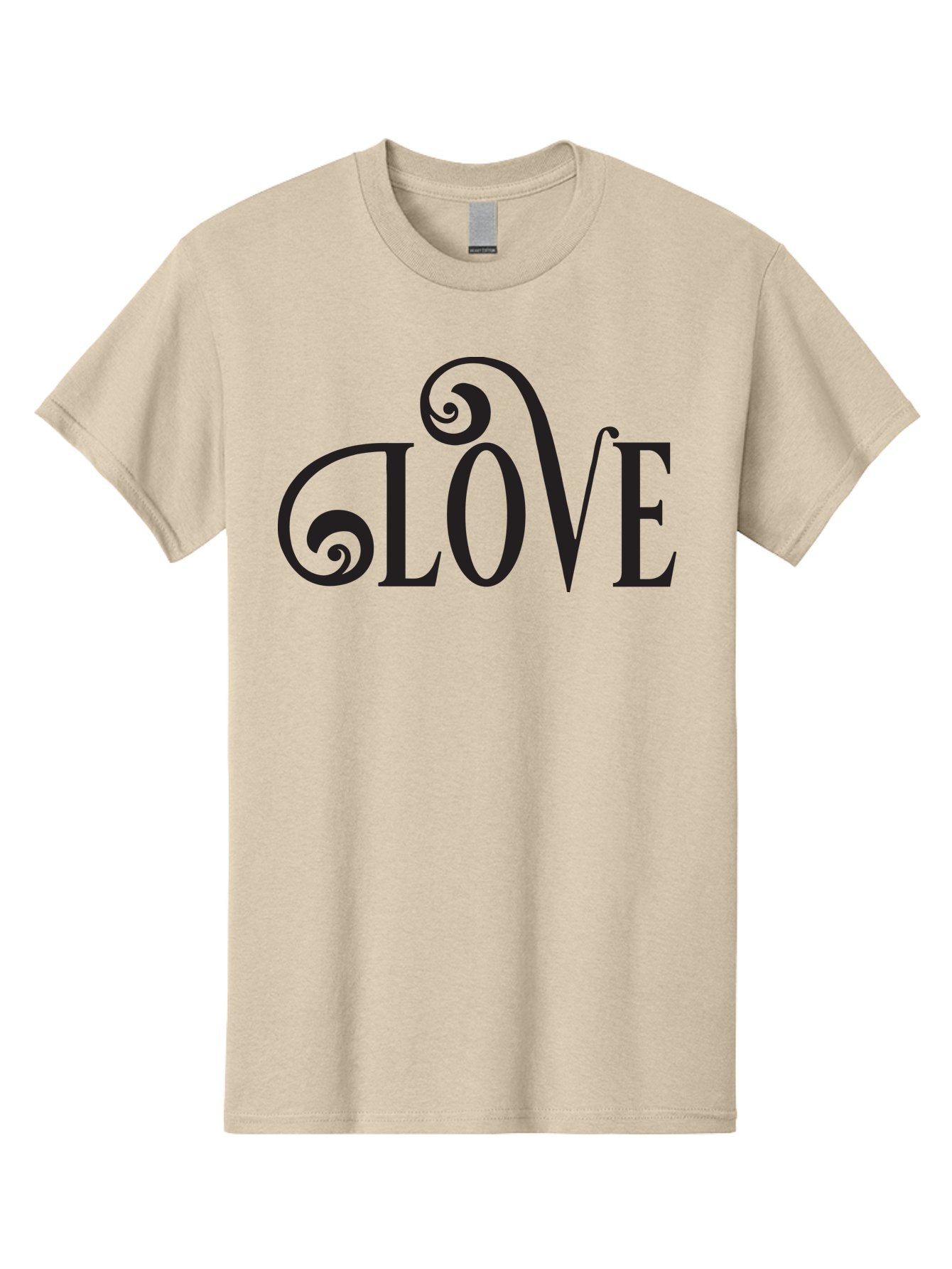 Glove Men'S Graphic Tee, 100% Cotton, Comfortable Casual Summer Wear, Machine Washable, Love Typography, Decorative Lettering, Swirly Design, Black Text, Elegant Font, Whimsical Style, Romantic Message, Stylish Graphics, Heartwarming Phrase Aac759