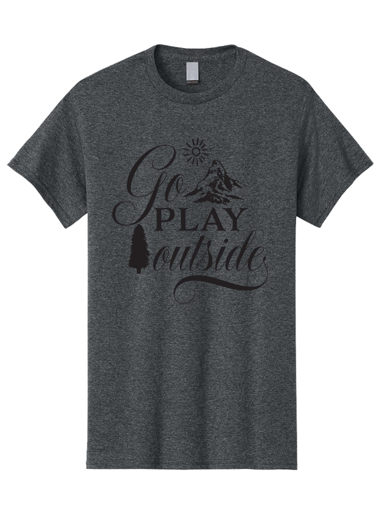 Go-Play-Outside Men'S Graphic Tee, 100% Cotton, Comfortable Casual Summer Wear, Machine Washable, Outdoor Adventure, Mountain Scenery, Pine Tree, Sunshine, Go Outside, Nature Call, Play Time, Active Lifestyle, Exploration, Outdoor Fun Aac760 8