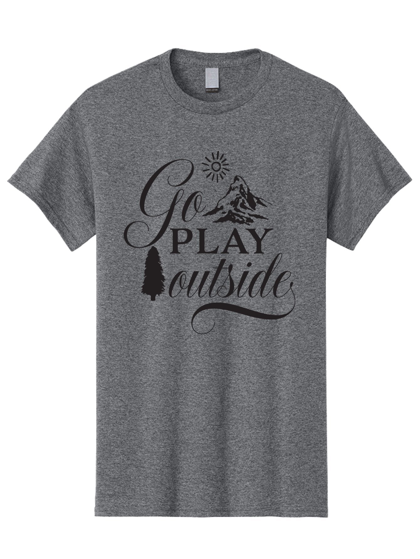 Go-Play-Outside Men'S Graphic Tee, 100% Cotton, Comfortable Casual Summer Wear, Machine Washable, Outdoor Adventure, Mountain Scenery, Pine Tree, Sunshine, Go Outside, Nature Call, Play Time, Active Lifestyle, Exploration, Outdoor Fun Aac760 6