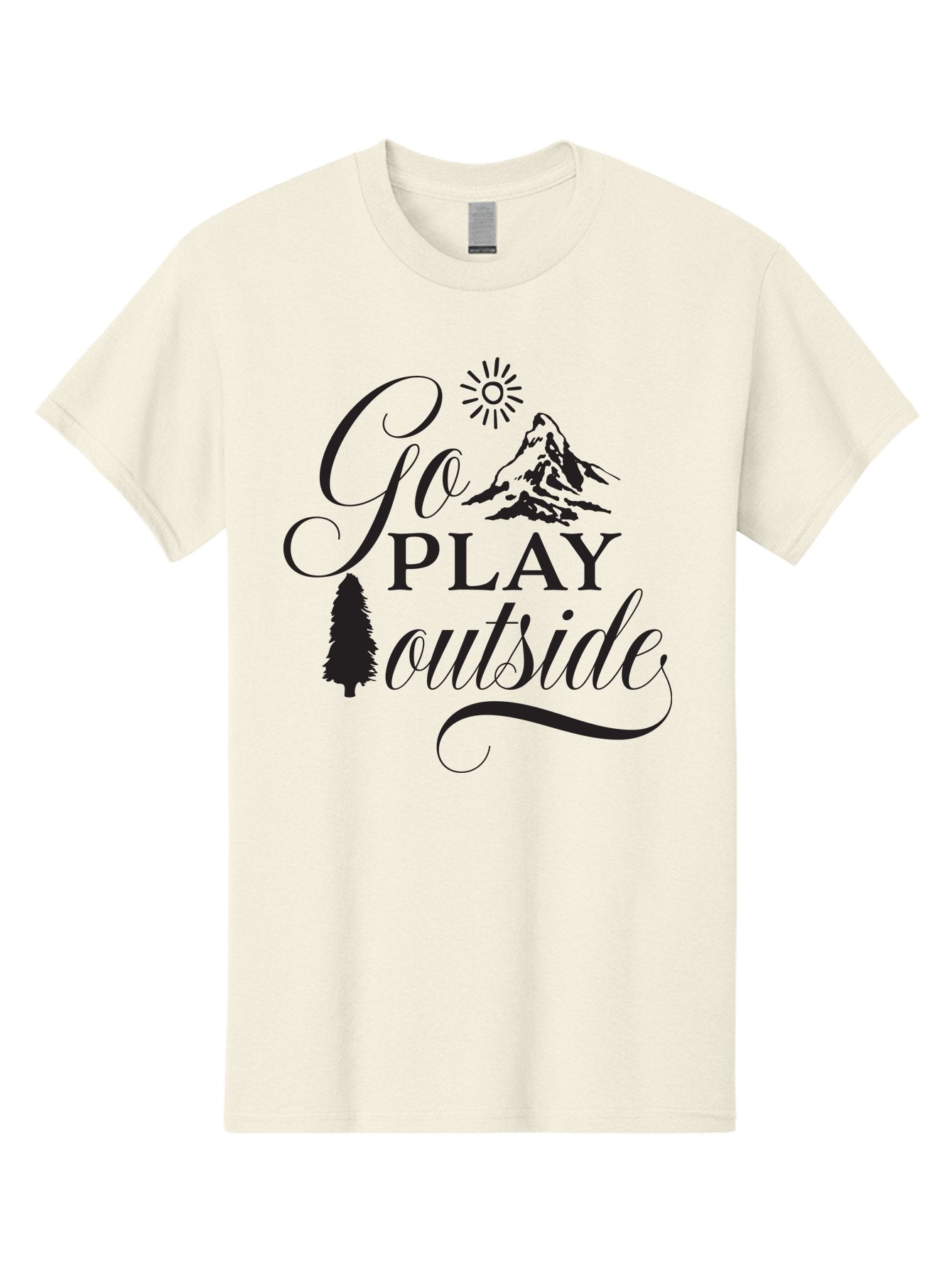 Go-Play-Outside Men'S Graphic Tee, 100% Cotton, Comfortable Casual Summer Wear, Machine Washable, Outdoor Adventure, Mountain Scenery, Pine Tree, Sunshine, Go Outside, Nature Call, Play Time, Active Lifestyle, Exploration, Outdoor Fun Aac760 14