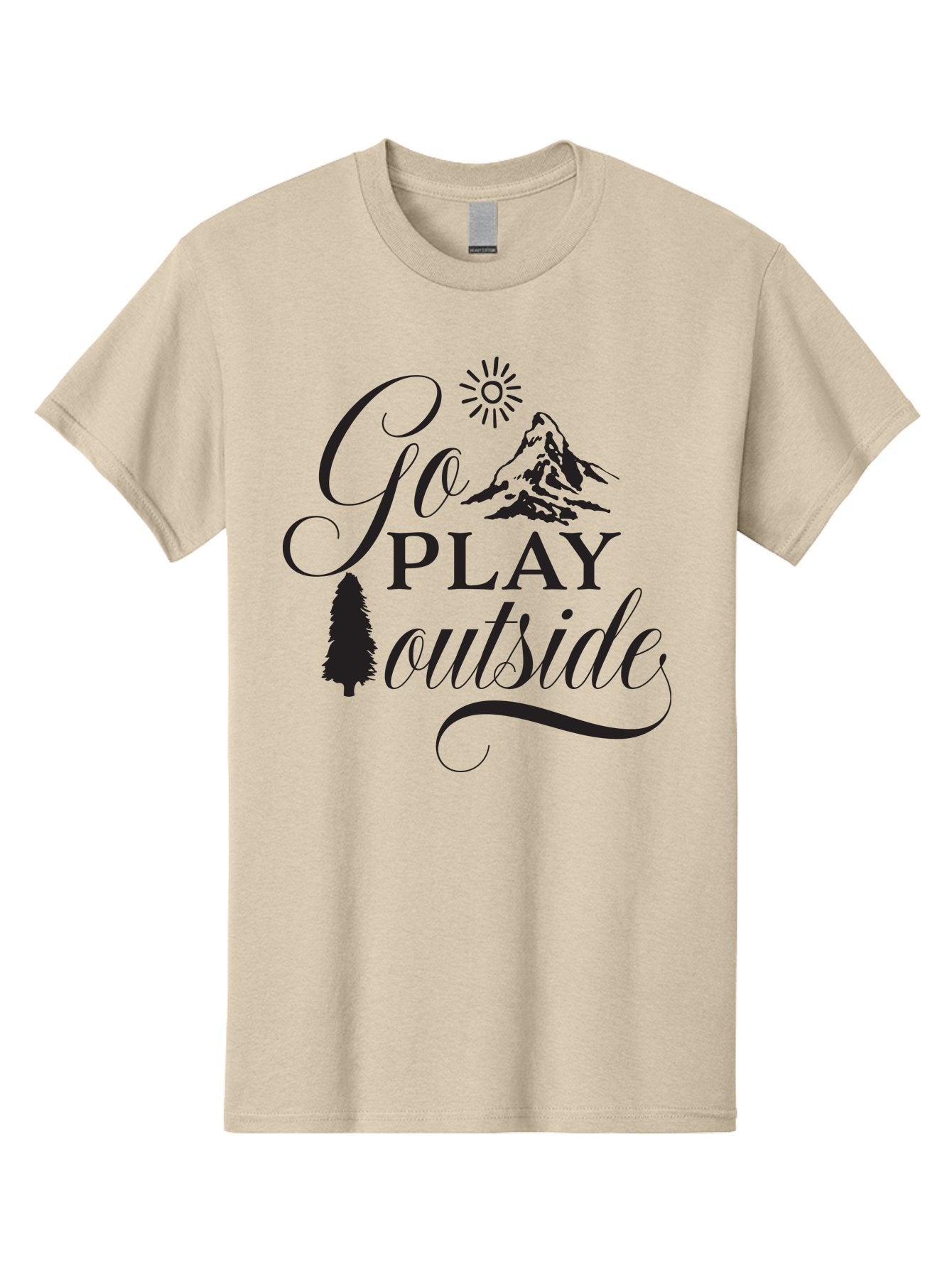 Go-Play-Outside Men'S Graphic Tee, 100% Cotton, Comfortable Casual Summer Wear, Machine Washable, Outdoor Adventure, Mountain Scenery, Pine Tree, Sunshine, Go Outside, Nature Call, Play Time, Active Lifestyle, Exploration, Outdoor Fun Aac760 5