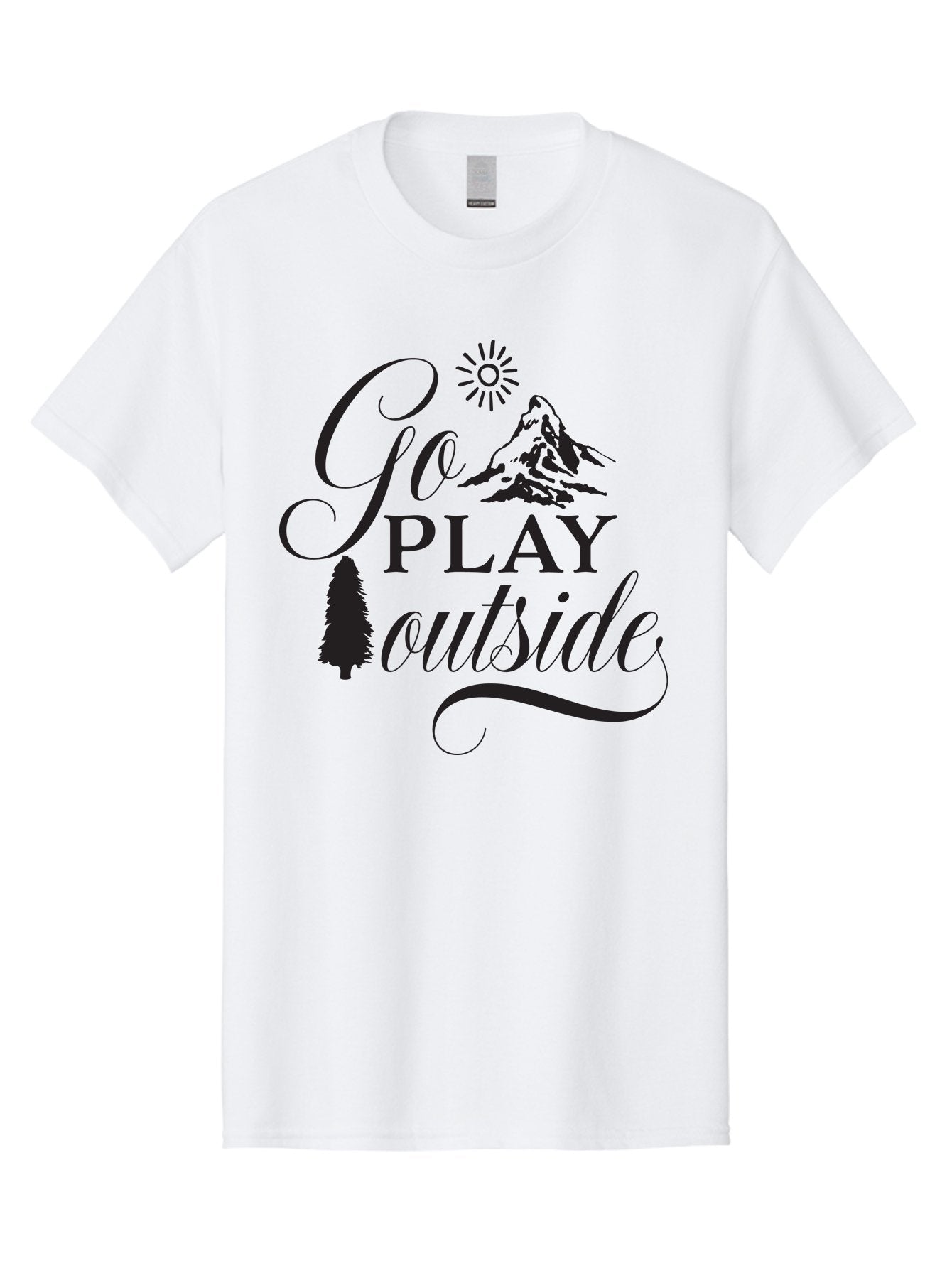 Go-Play-Outside Men'S Graphic Tee, 100% Cotton, Comfortable Casual Summer Wear, Machine Washable, Outdoor Adventure, Mountain Scenery, Pine Tree, Sunshine, Go Outside, Nature Call, Play Time, Active Lifestyle, Exploration, Outdoor Fun Aac760 11