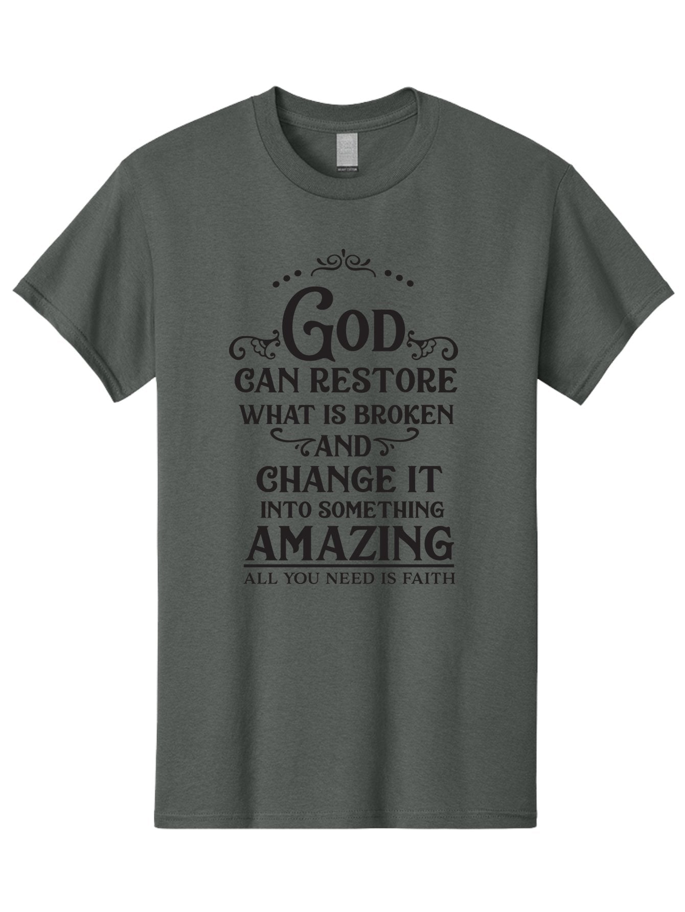God-Can-Restore-What-Is-Broken Men'S Graphic Tee, 100% Cotton, Comfortable Casual Summer Wear, Machine Washable, Inspirational Quote, Motivational Words, Faith And Restoration, God Can Restore, Broken But Made Whole, Aac761 4