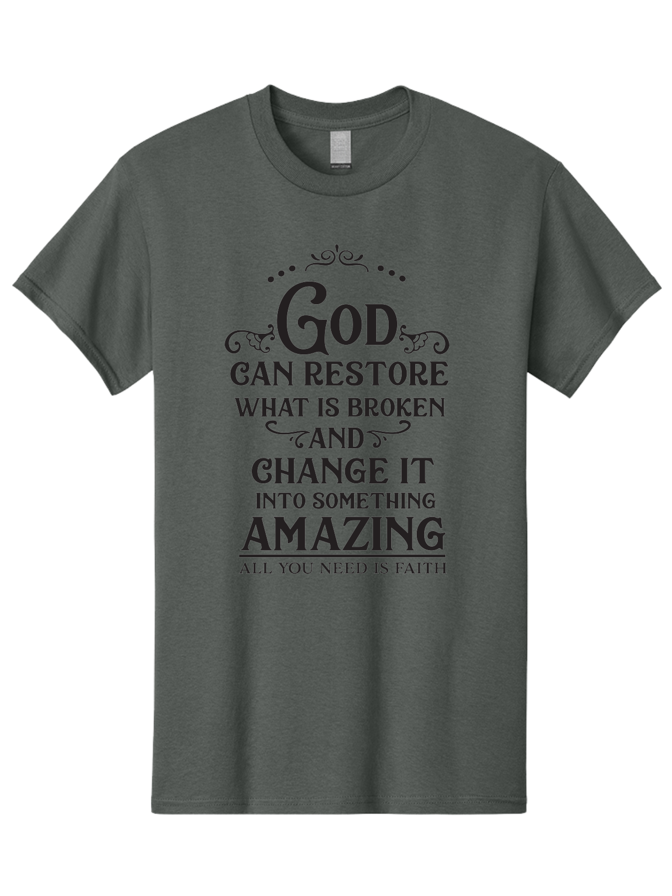 God-Can-Restore-What-Is-Broken Men'S Graphic Tee, 100% Cotton, Comfortable Casual Summer Wear, Machine Washable, Inspirational Quote, Motivational Words, Faith And Restoration, God Can Restore, Broken But Made Whole, Aac761 23