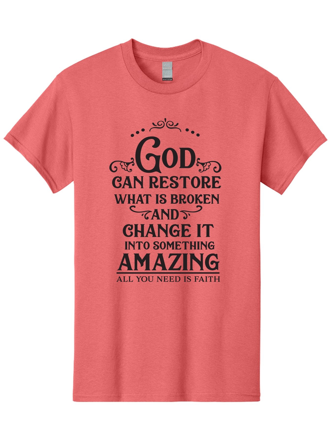 God-Can-Restore-What-Is-Broken Men'S Graphic Tee, 100% Cotton, Comfortable Casual Summer Wear, Machine Washable, Inspirational Quote, Motivational Words, Faith And Restoration, God Can Restore, Broken But Made Whole, Aac761