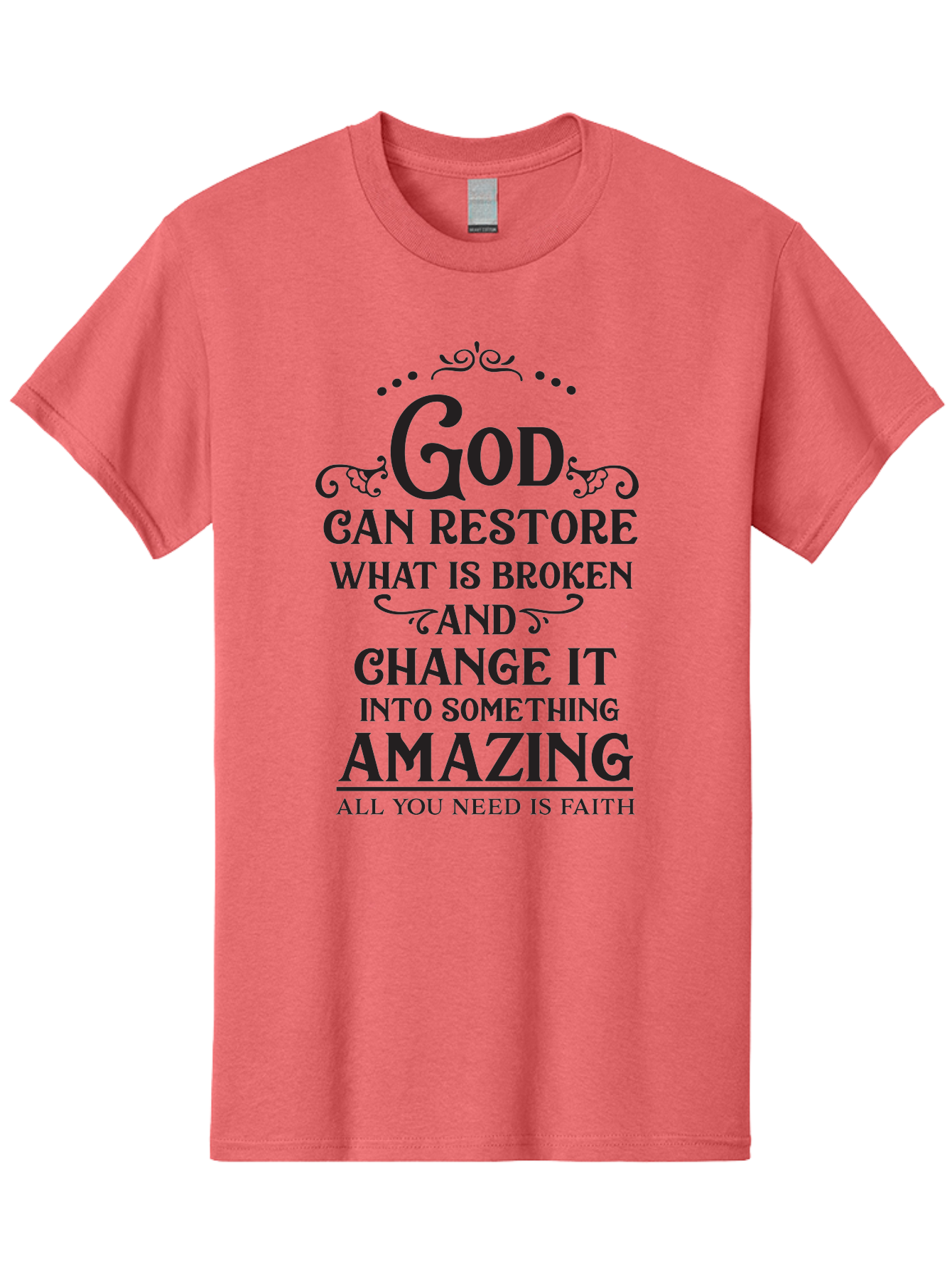 God-Can-Restore-What-Is-Broken Men'S Graphic Tee, 100% Cotton, Comfortable Casual Summer Wear, Machine Washable, Inspirational Quote, Motivational Words, Faith And Restoration, God Can Restore, Broken But Made Whole, Aac761 19