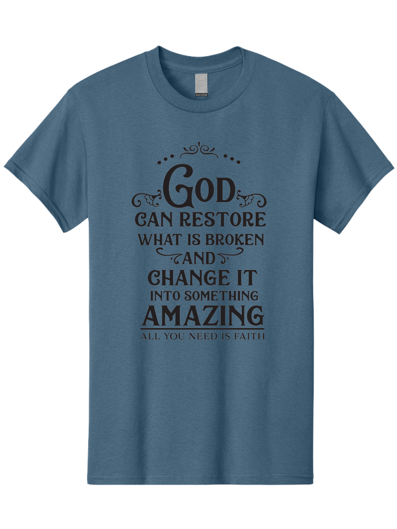 God-Can-Restore-What-Is-Broken Men'S Graphic Tee, 100% Cotton, Comfortable Casual Summer Wear, Machine Washable, Inspirational Quote, Motivational Words, Faith And Restoration, God Can Restore, Broken But Made Whole, Aac761 5