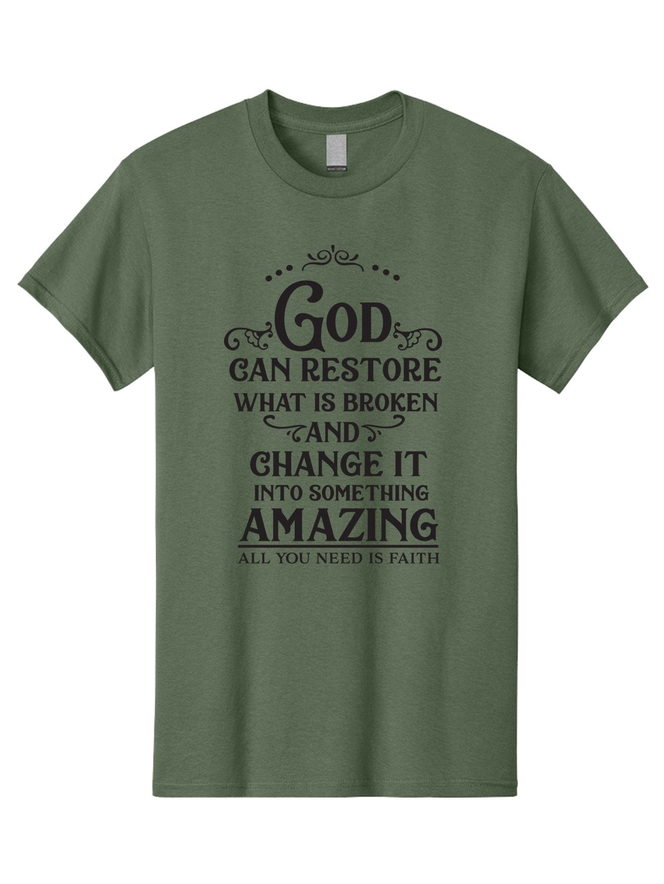 God-Can-Restore-What-Is-Broken Men'S Graphic Tee, 100% Cotton, Comfortable Casual Summer Wear, Machine Washable, Inspirational Quote, Motivational Words, Faith And Restoration, God Can Restore, Broken But Made Whole, Aac761 15