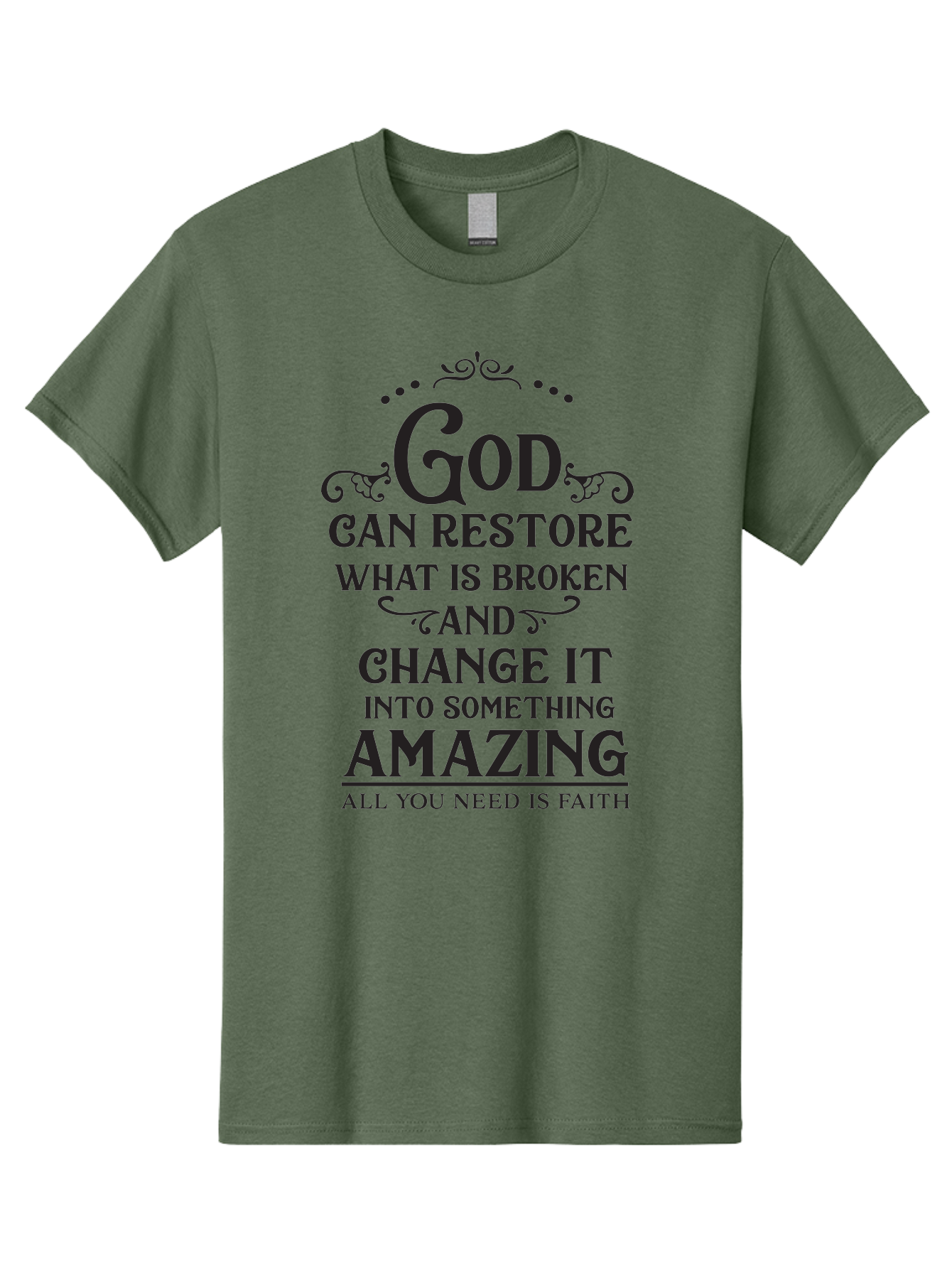 God-Can-Restore-What-Is-Broken Men'S Graphic Tee, 100% Cotton, Comfortable Casual Summer Wear, Machine Washable, Inspirational Quote, Motivational Words, Faith And Restoration, God Can Restore, Broken But Made Whole, Aac761