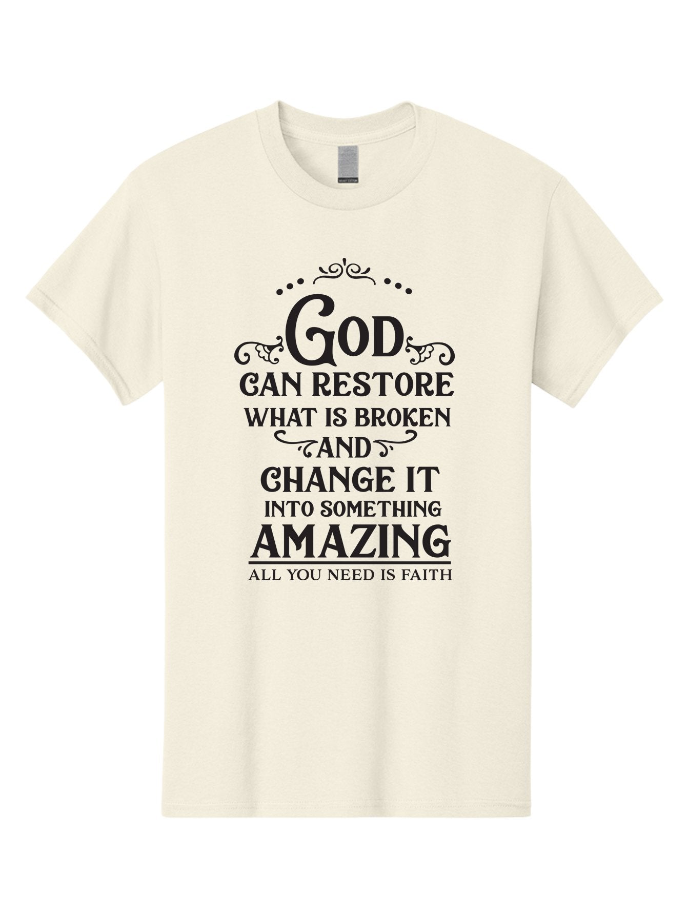God-Can-Restore-What-Is-Broken Men'S Graphic Tee, 100% Cotton, Comfortable Casual Summer Wear, Machine Washable, Inspirational Quote, Motivational Words, Faith And Restoration, God Can Restore, Broken But Made Whole, Aac761 14