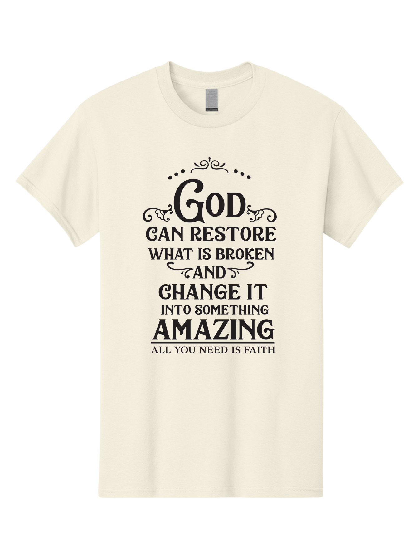 God-Can-Restore-What-Is-Broken Men'S Graphic Tee, 100% Cotton, Comfortable Casual Summer Wear, Machine Washable, Inspirational Quote, Motivational Words, Faith And Restoration, God Can Restore, Broken But Made Whole, Aac761 3