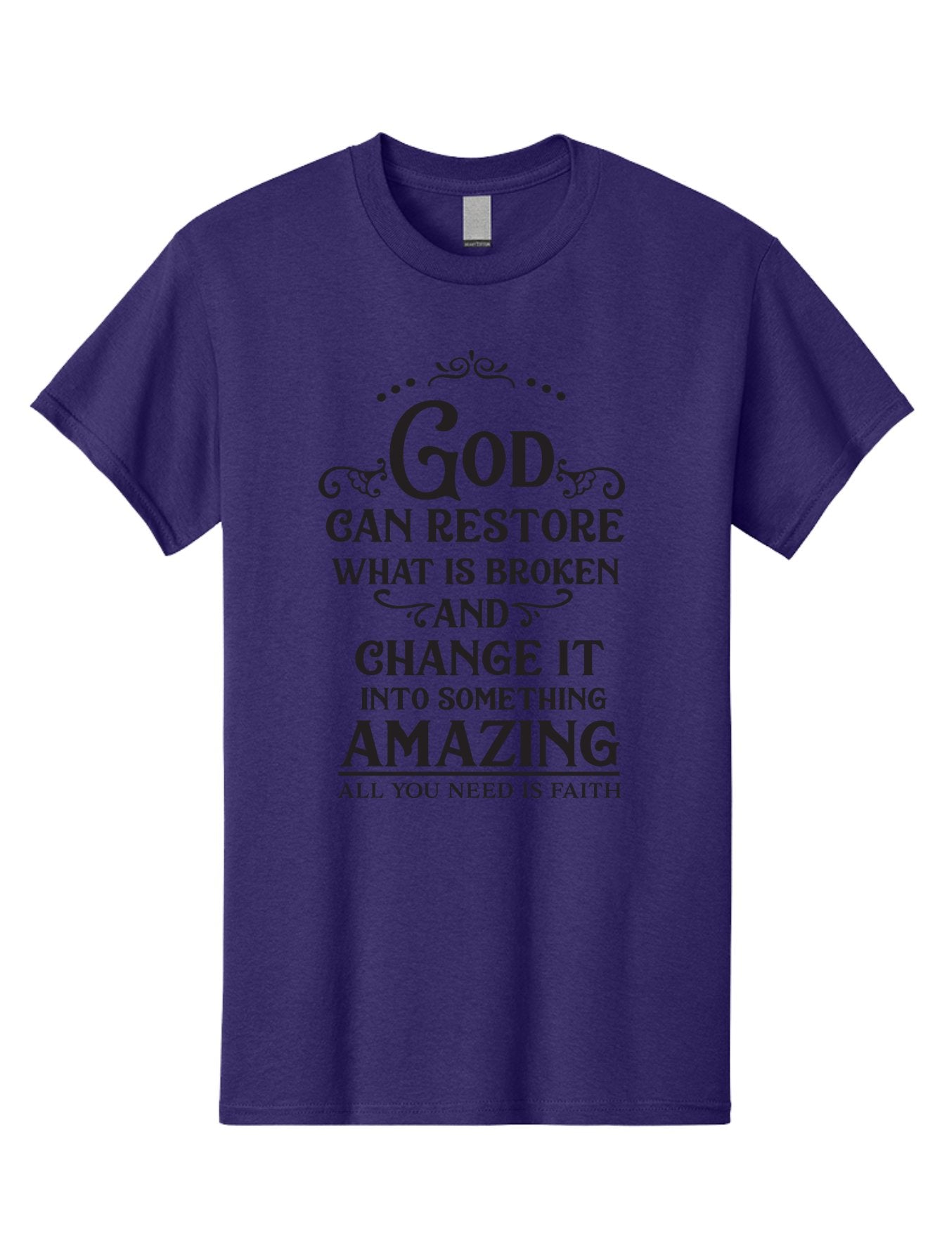 God-Can-Restore-What-Is-Broken Men'S Graphic Tee, 100% Cotton, Comfortable Casual Summer Wear, Machine Washable, Inspirational Quote, Motivational Words, Faith And Restoration, God Can Restore, Broken But Made Whole, Aac761 6