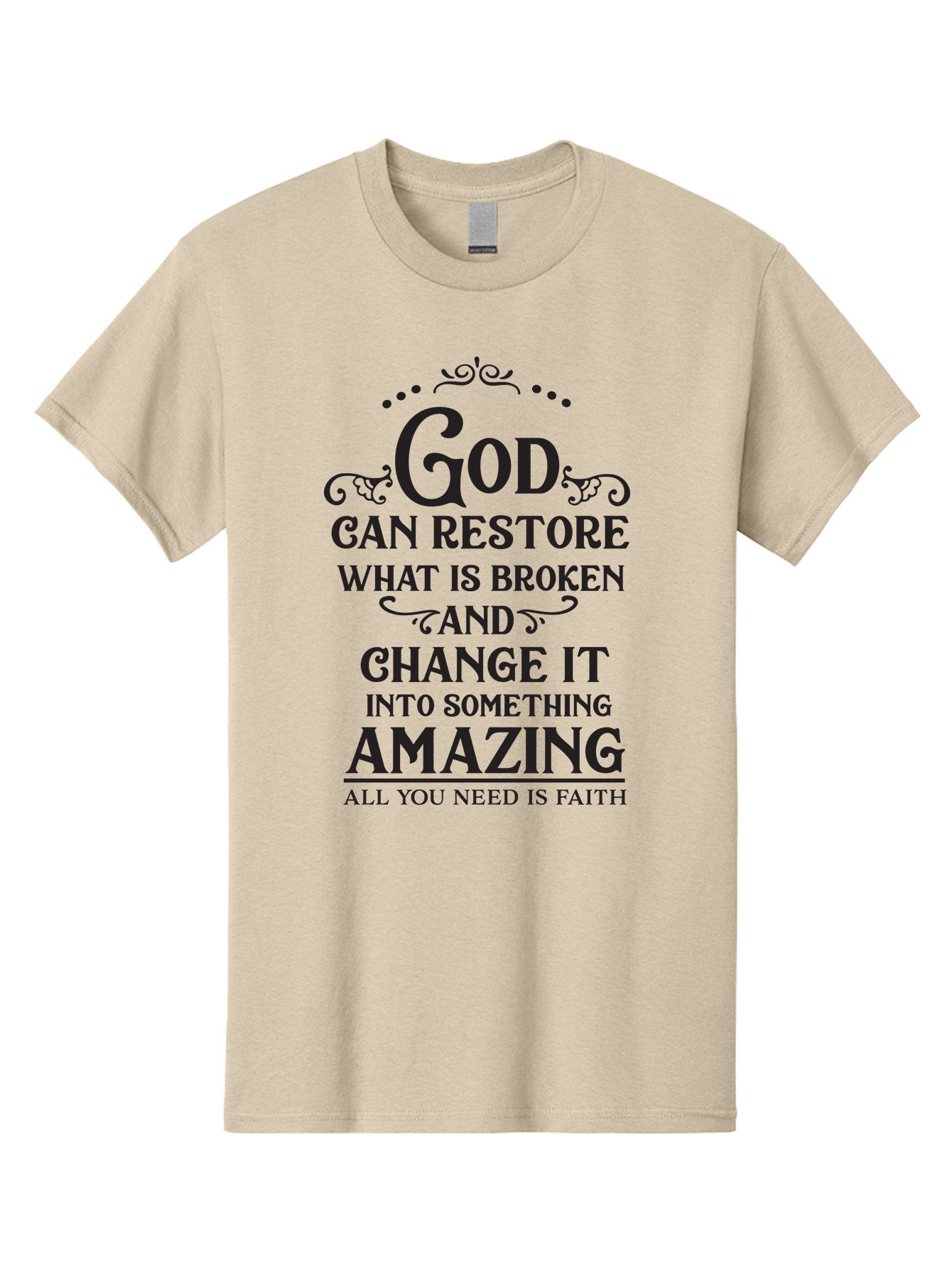 God-Can-Restore-What-Is-Broken Men'S Graphic Tee, 100% Cotton, Comfortable Casual Summer Wear, Machine Washable, Inspirational Quote, Motivational Words, Faith And Restoration, God Can Restore, Broken But Made Whole, Aac761 9