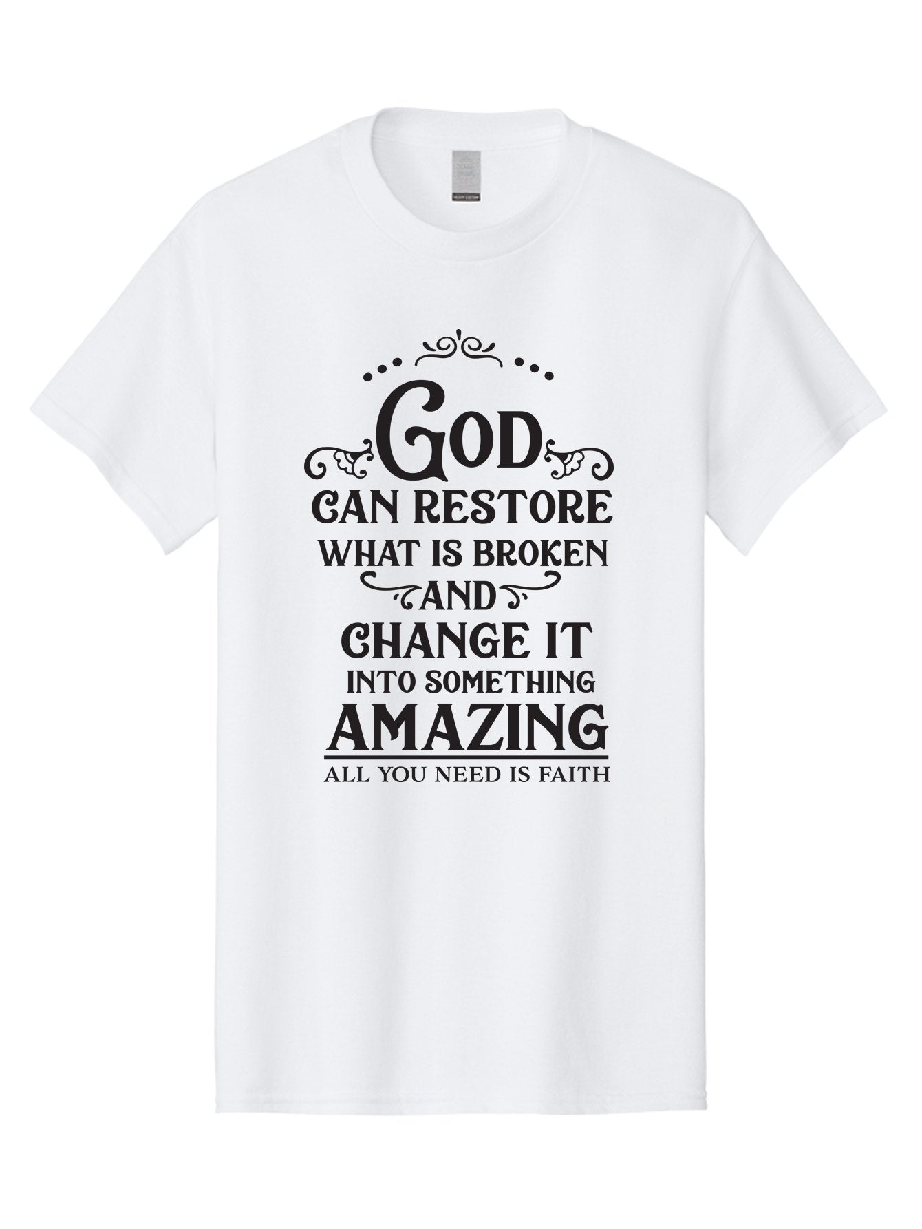 God-Can-Restore-What-Is-Broken Men'S Graphic Tee, 100% Cotton, Comfortable Casual Summer Wear, Machine Washable, Inspirational Quote, Motivational Words, Faith And Restoration, God Can Restore, Broken But Made Whole, Aac761 11