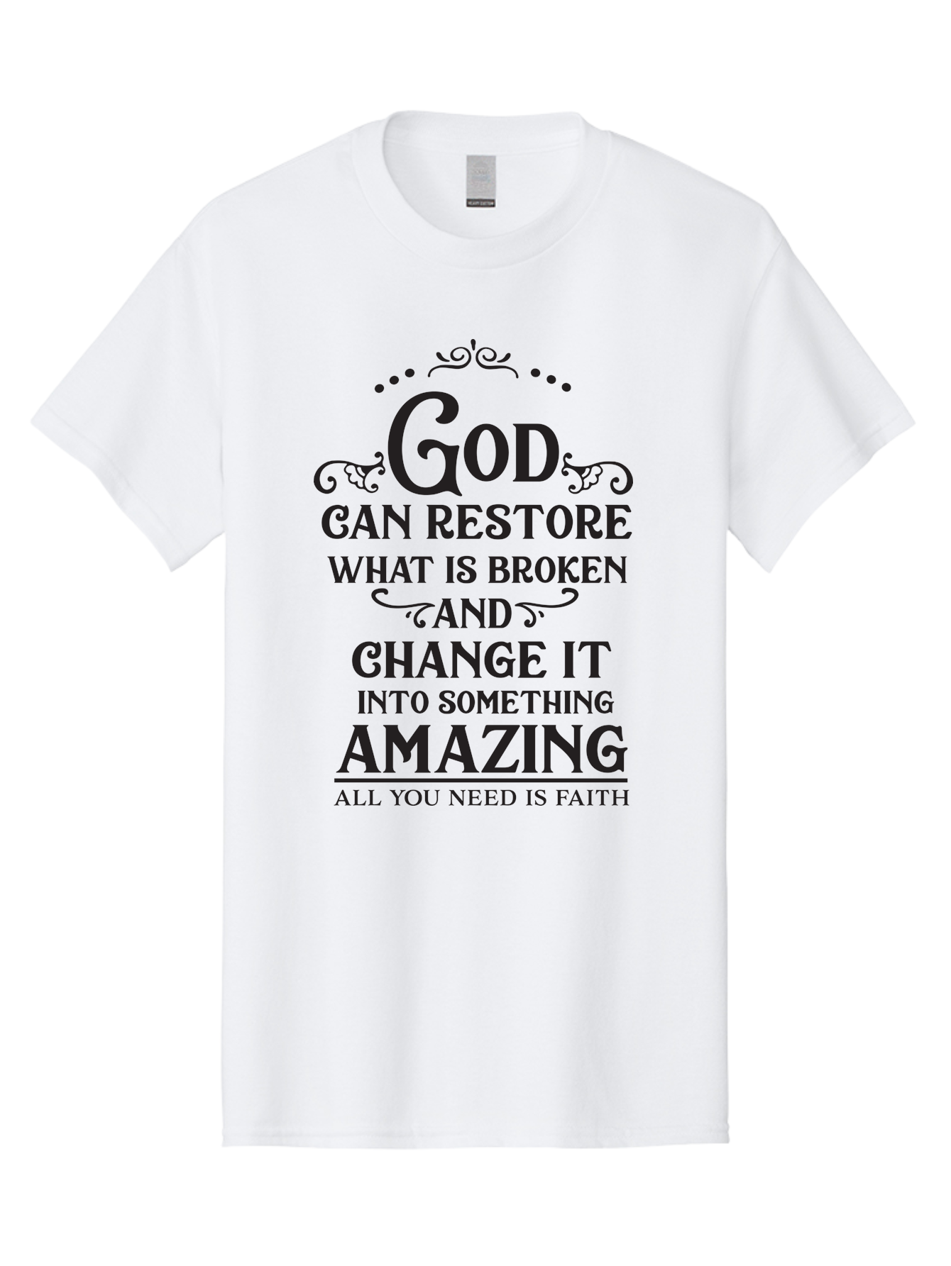 God-Can-Restore-What-Is-Broken Men'S Graphic Tee, 100% Cotton, Comfortable Casual Summer Wear, Machine Washable, Inspirational Quote, Motivational Words, Faith And Restoration, God Can Restore, Broken But Made Whole, Aac761 7