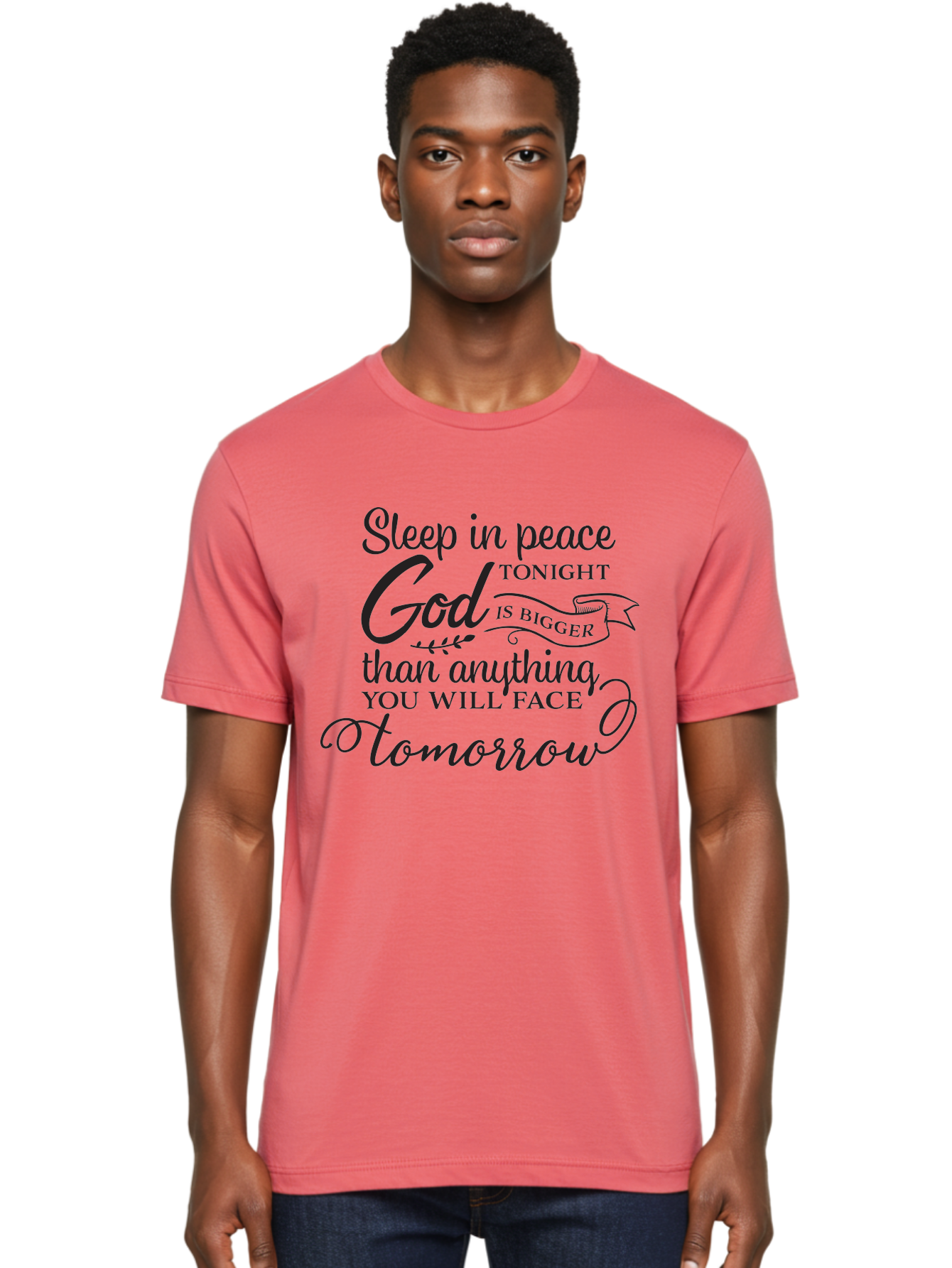 God-Is-Bigger Men'S Graphic Tee, 100% Cotton, Comfortable Casual Summer Wear, Machine Washable, Inspirational Quote, Motivational Words, God Is Bigger, Peaceful Sleep, Inspirational Sayings, Faith, Trust, Hope, Positivity, Motivation Aac763 12