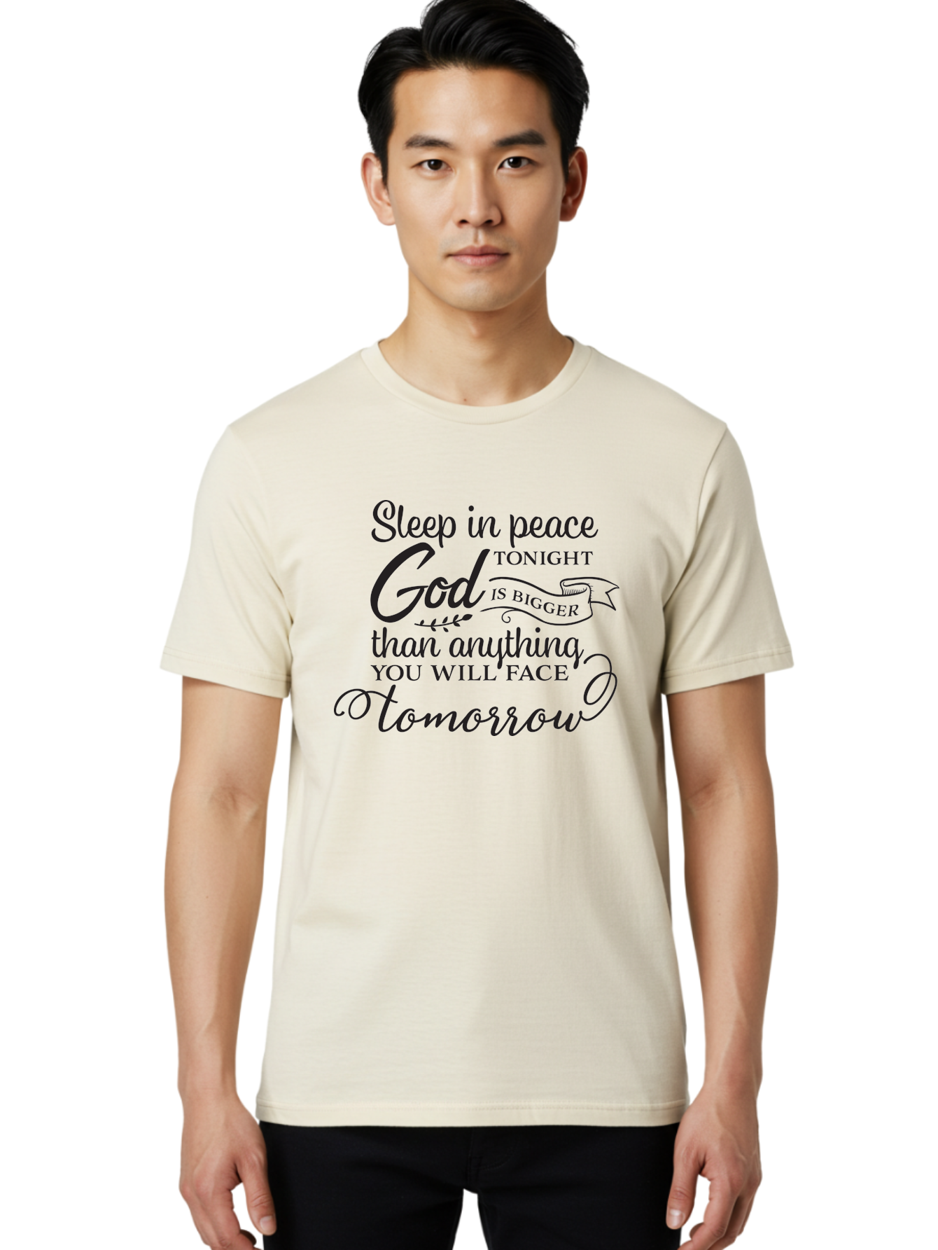 God-Is-Bigger Men'S Graphic Tee, 100% Cotton, Comfortable Casual Summer Wear, Machine Washable, Inspirational Quote, Motivational Words, God Is Bigger, Peaceful Sleep, Inspirational Sayings, Faith, Trust, Hope, Positivity, Motivation Aac763 8