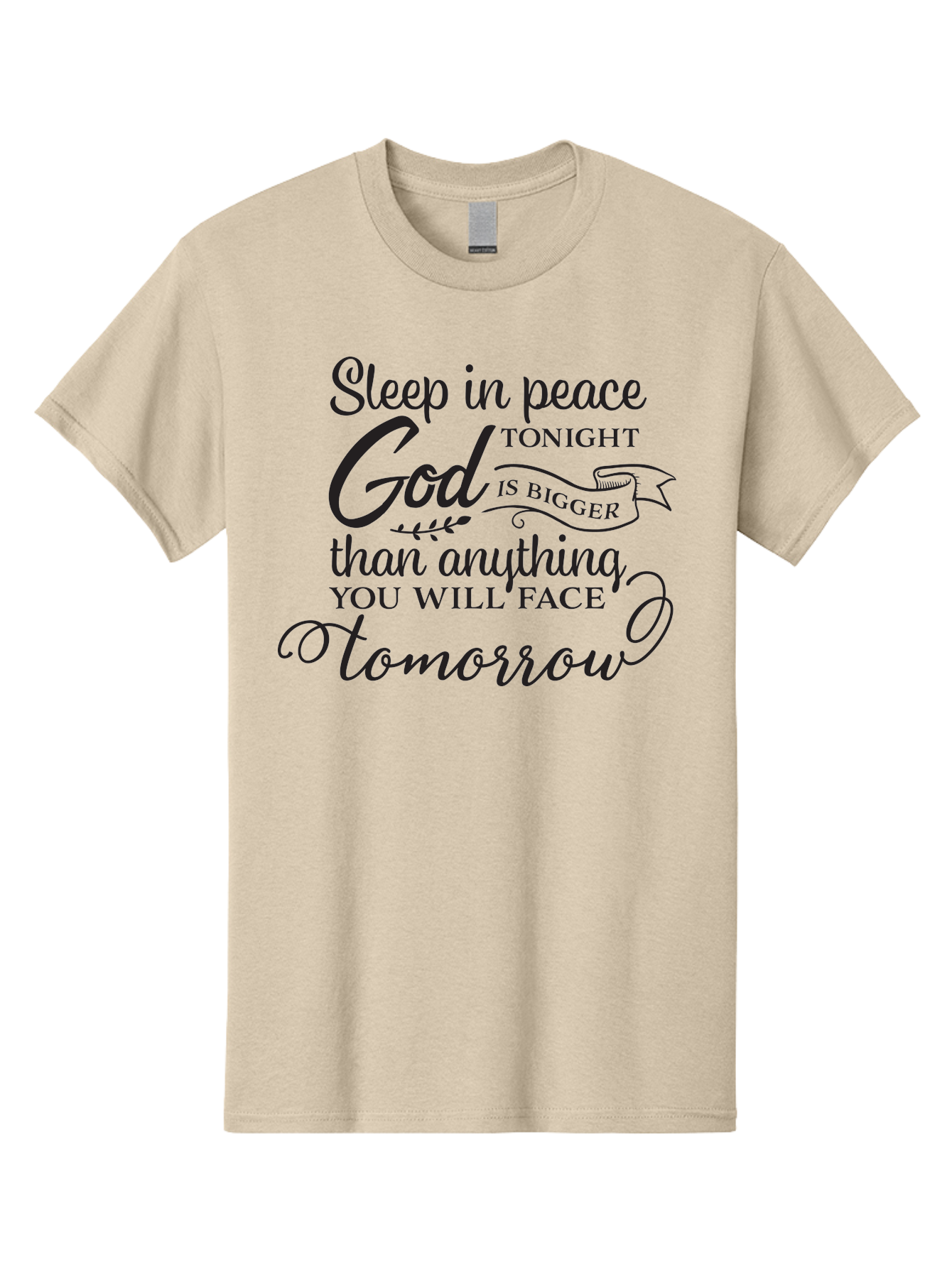 God-Is-Bigger Men'S Graphic Tee, 100% Cotton, Comfortable Casual Summer Wear, Machine Washable, Inspirational Quote, Motivational Words, God Is Bigger, Peaceful Sleep, Inspirational Sayings, Faith, Trust, Hope, Positivity, Motivation Aac763 25
