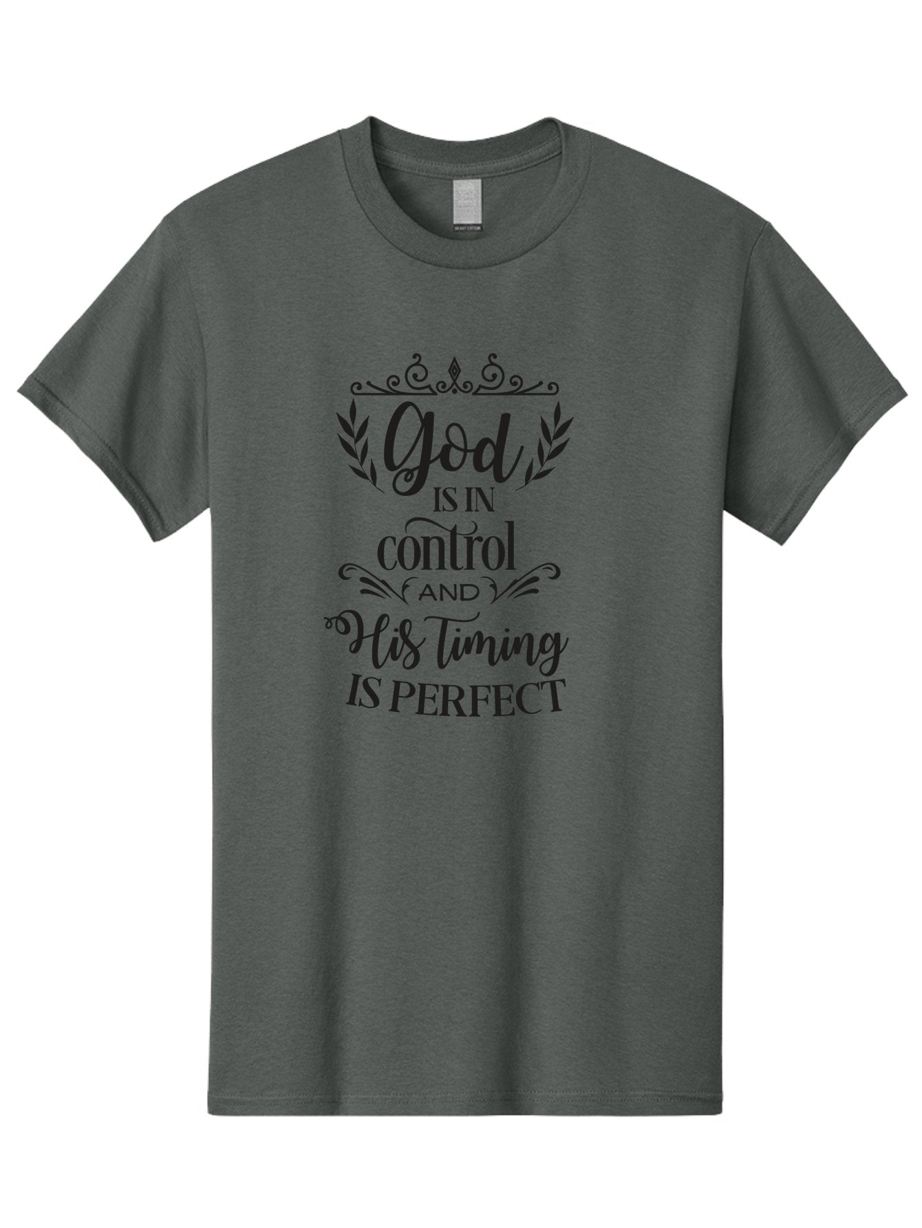 God-Is-In-Control-And-His-Timing-Is-Perfect Men'S Graphic Tee, 100% Cotton, Comfortable Casual Summer Wear, Machine Washable, Faith Quote, Inspirational Quote, Motivational Quote, Religious Quote, God Is In Control, His Timing Is Perfect, Aac764 13