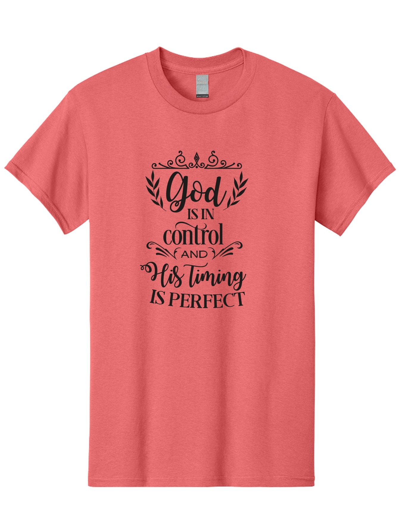 God-Is-In-Control-And-His-Timing-Is-Perfect Men'S Graphic Tee, 100% Cotton, Comfortable Casual Summer Wear, Machine Washable, Faith Quote, Inspirational Quote, Motivational Quote, Religious Quote, God Is In Control, His Timing Is Perfect, Aac764 14