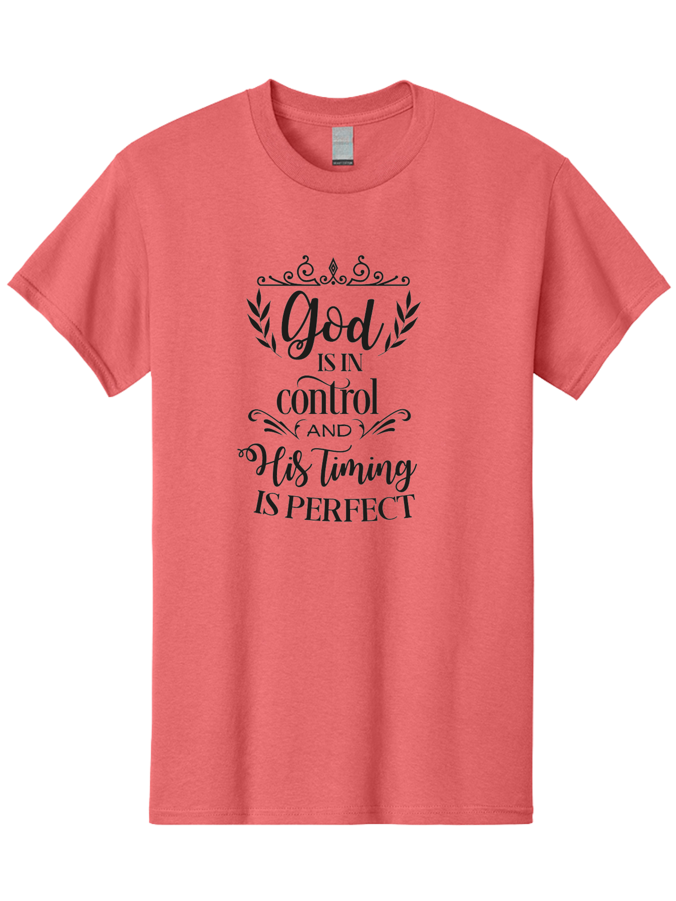 God-Is-In-Control-And-His-Timing-Is-Perfect Men'S Graphic Tee, 100% Cotton, Comfortable Casual Summer Wear, Machine Washable, Faith Quote, Inspirational Quote, Motivational Quote, Religious Quote, God Is In Control, His Timing Is Perfect, Aac764 3