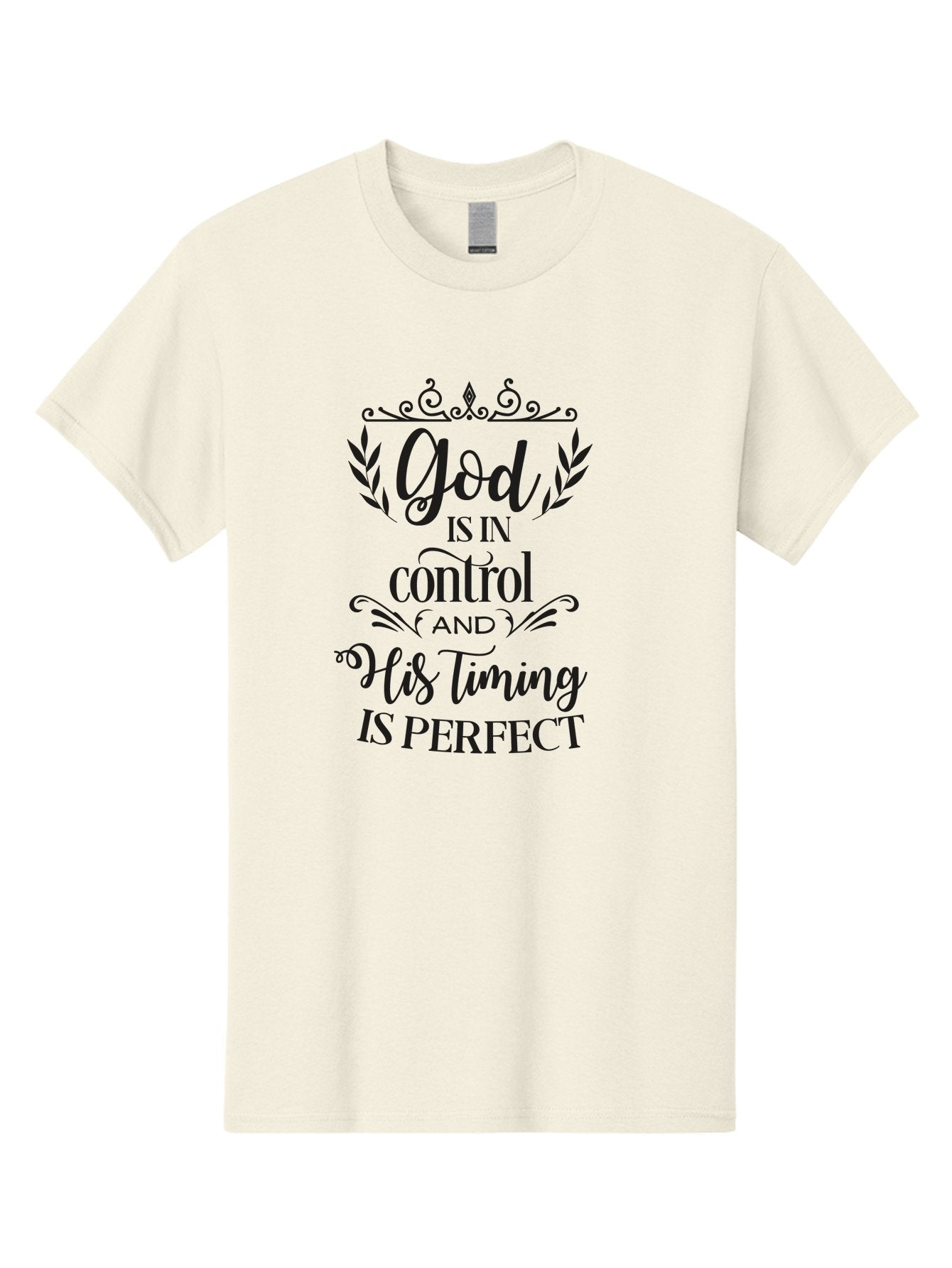 God-Is-In-Control-And-His-Timing-Is-Perfect Men'S Graphic Tee, 100% Cotton, Comfortable Casual Summer Wear, Machine Washable, Faith Quote, Inspirational Quote, Motivational Quote, Religious Quote, God Is In Control, His Timing Is Perfect, Aac764 9