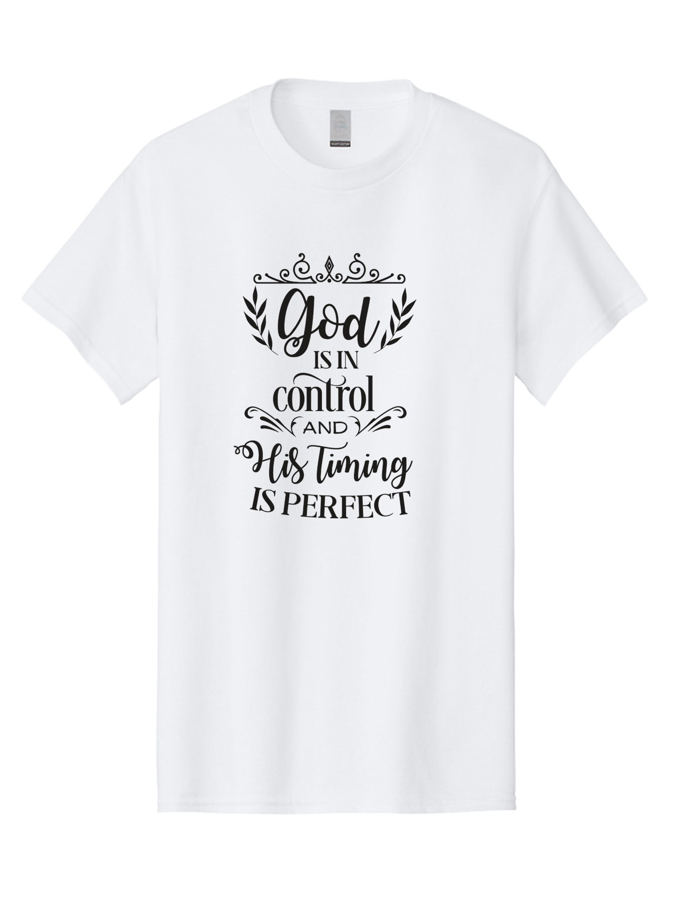 God-Is-In-Control-And-His-Timing-Is-Perfect Men'S Graphic Tee, 100% Cotton, Comfortable Casual Summer Wear, Machine Washable, Faith Quote, Inspirational Quote, Motivational Quote, Religious Quote, God Is In Control, His Timing Is Perfect, Aac764 21