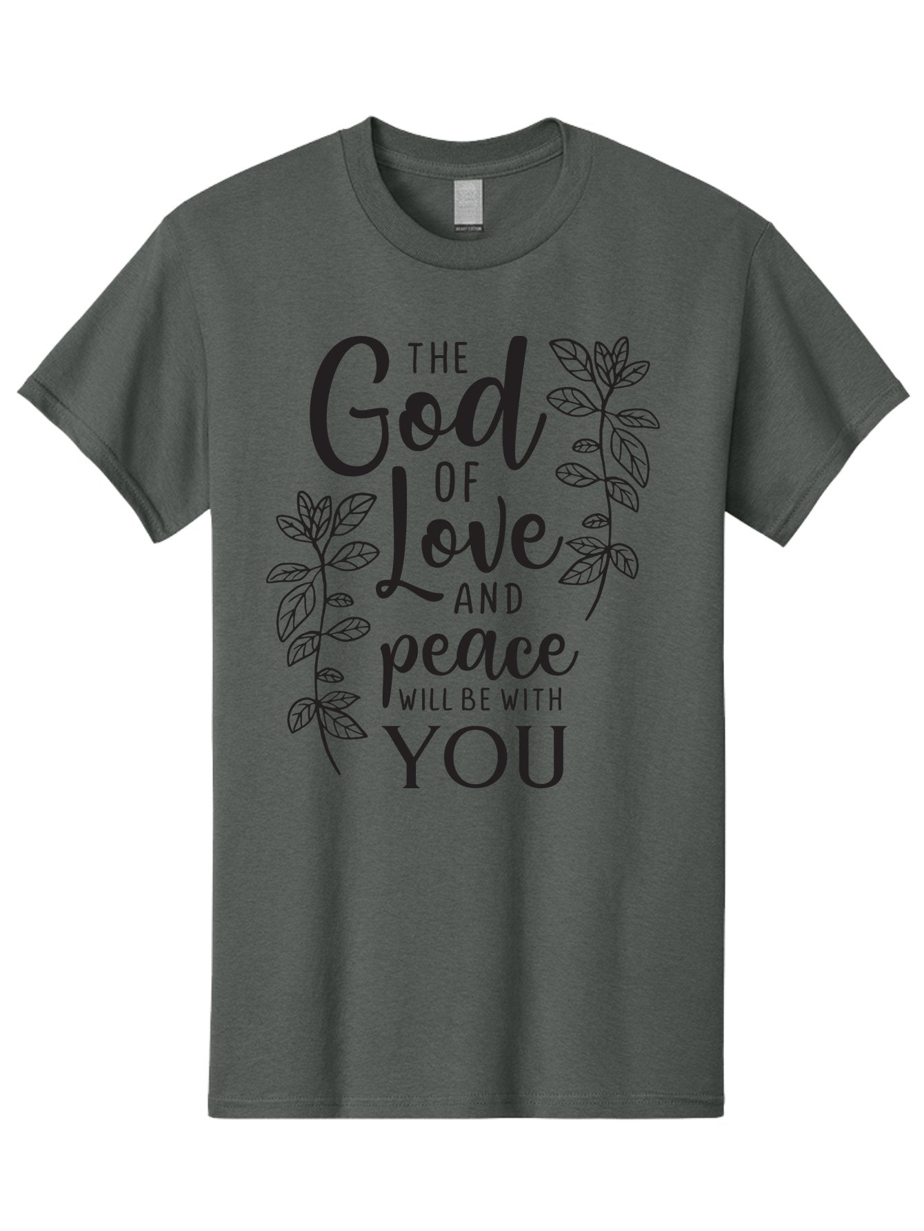 God-Of-Love-And-Peace Men'S Graphic Tee, 100% Cotton, Comfortable Casual Summer Wear, Machine Washable, Inspirational Quote, God Of Love And Peace, Uplifting Message, Positive Affirmation, Leafy Design, Black Typography, Spiritual Words, Aac766 9