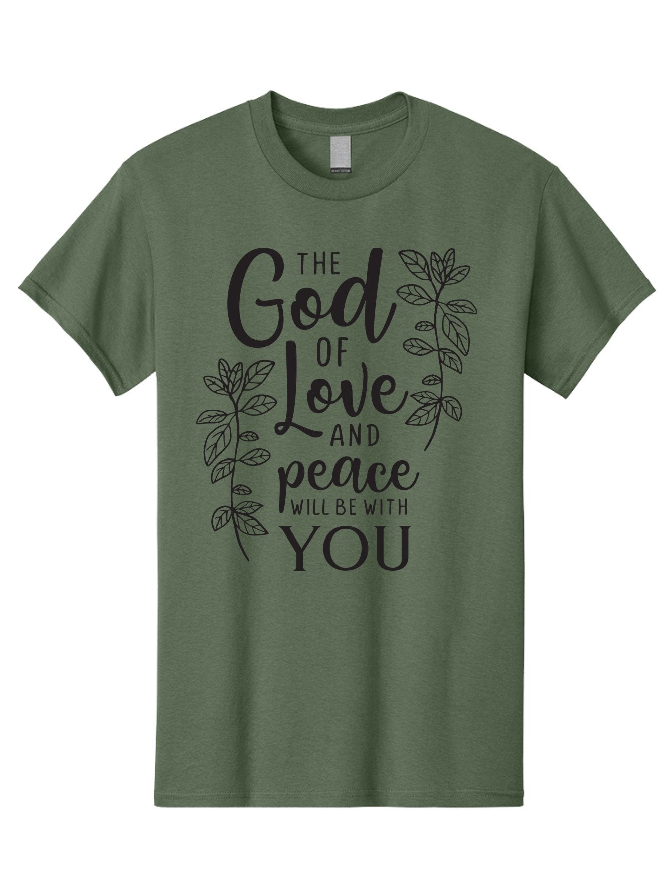 God-Of-Love-And-Peace Men'S Graphic Tee, 100% Cotton, Comfortable Casual Summer Wear, Machine Washable, Inspirational Quote, God Of Love And Peace, Uplifting Message, Positive Affirmation, Leafy Design, Black Typography, Spiritual Words, Aac766 12