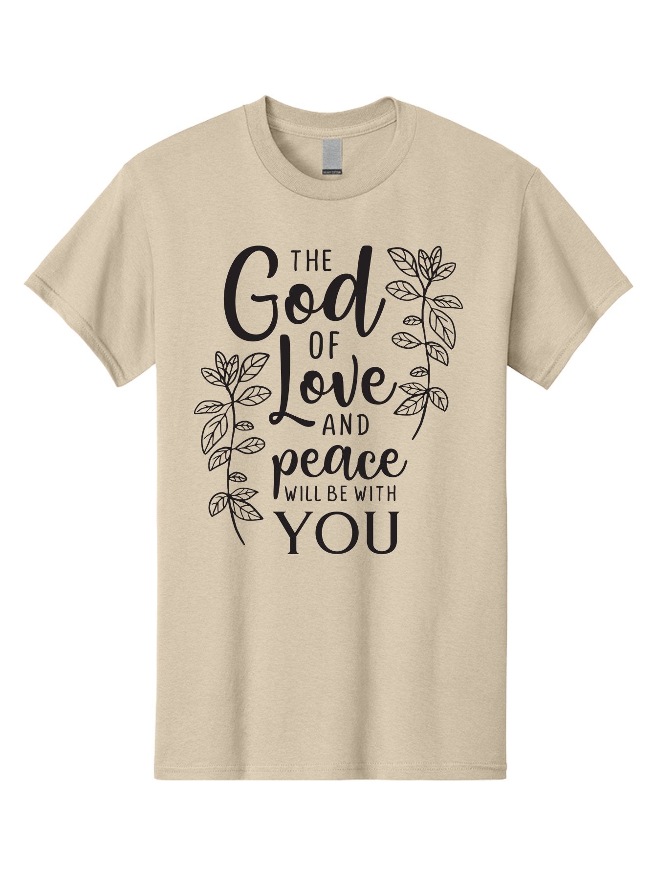 God-Of-Love-And-Peace Men'S Graphic Tee, 100% Cotton, Comfortable Casual Summer Wear, Machine Washable, Inspirational Quote, God Of Love And Peace, Uplifting Message, Positive Affirmation, Leafy Design, Black Typography, Spiritual Words, Aac766 10