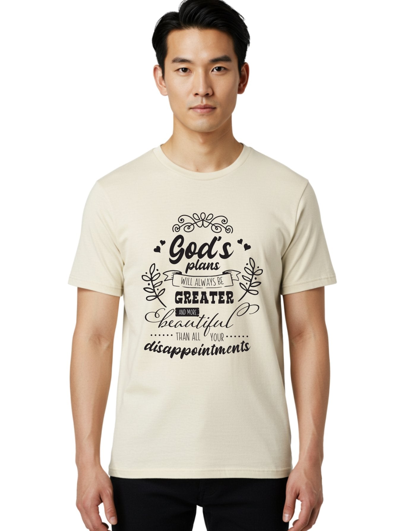 God-S-Plans Men'S Graphic Tee, 100% Cotton, Comfortable Casual Summer Wear, Machine Washable, Inspirational Quotes, Motivational Quotes, Faith-Based Quotes, God'S Plan, Scripture Quotes, Hope And Encouragement, Positive Affirmation Aac767 20